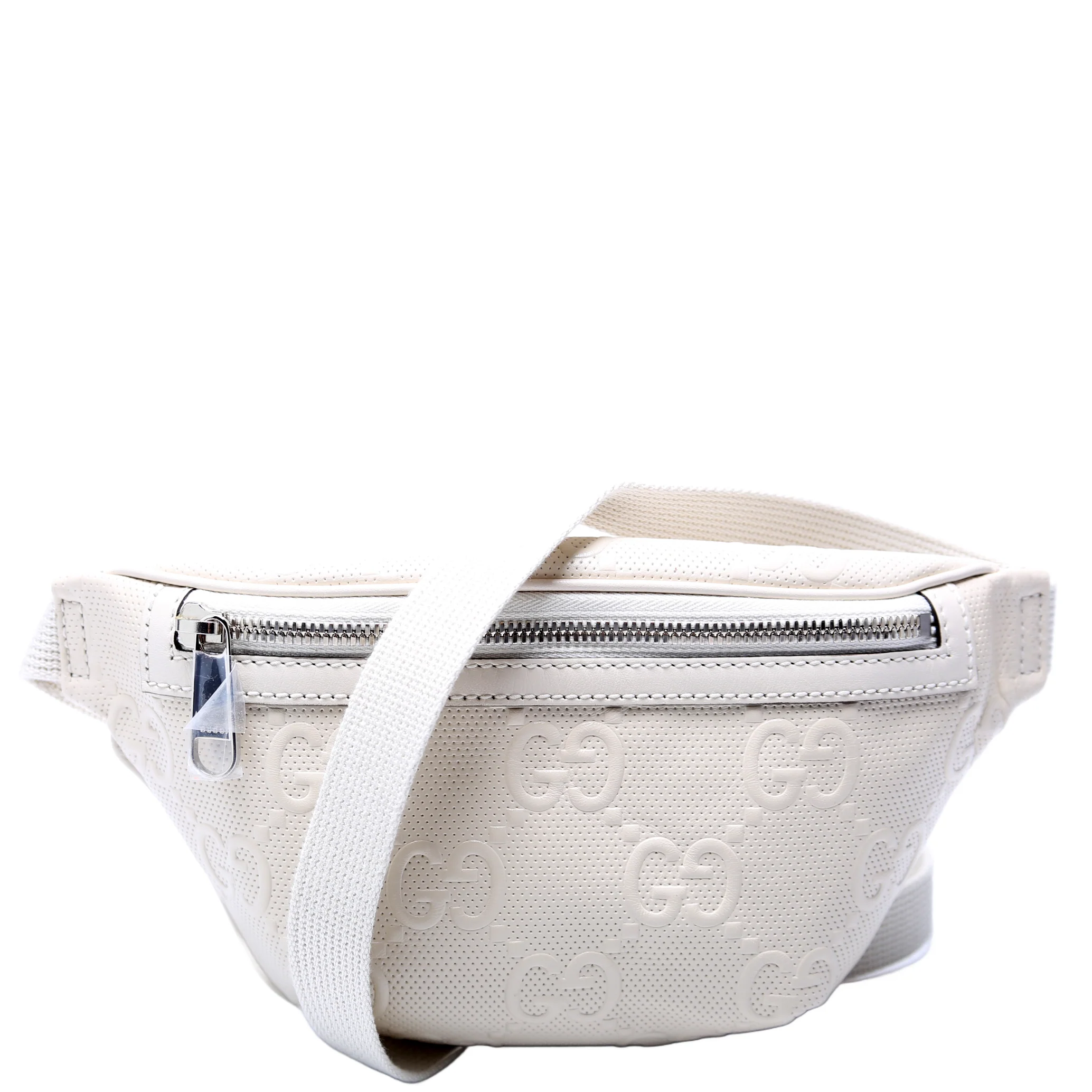 658582 GG Embossed Belt Bag White