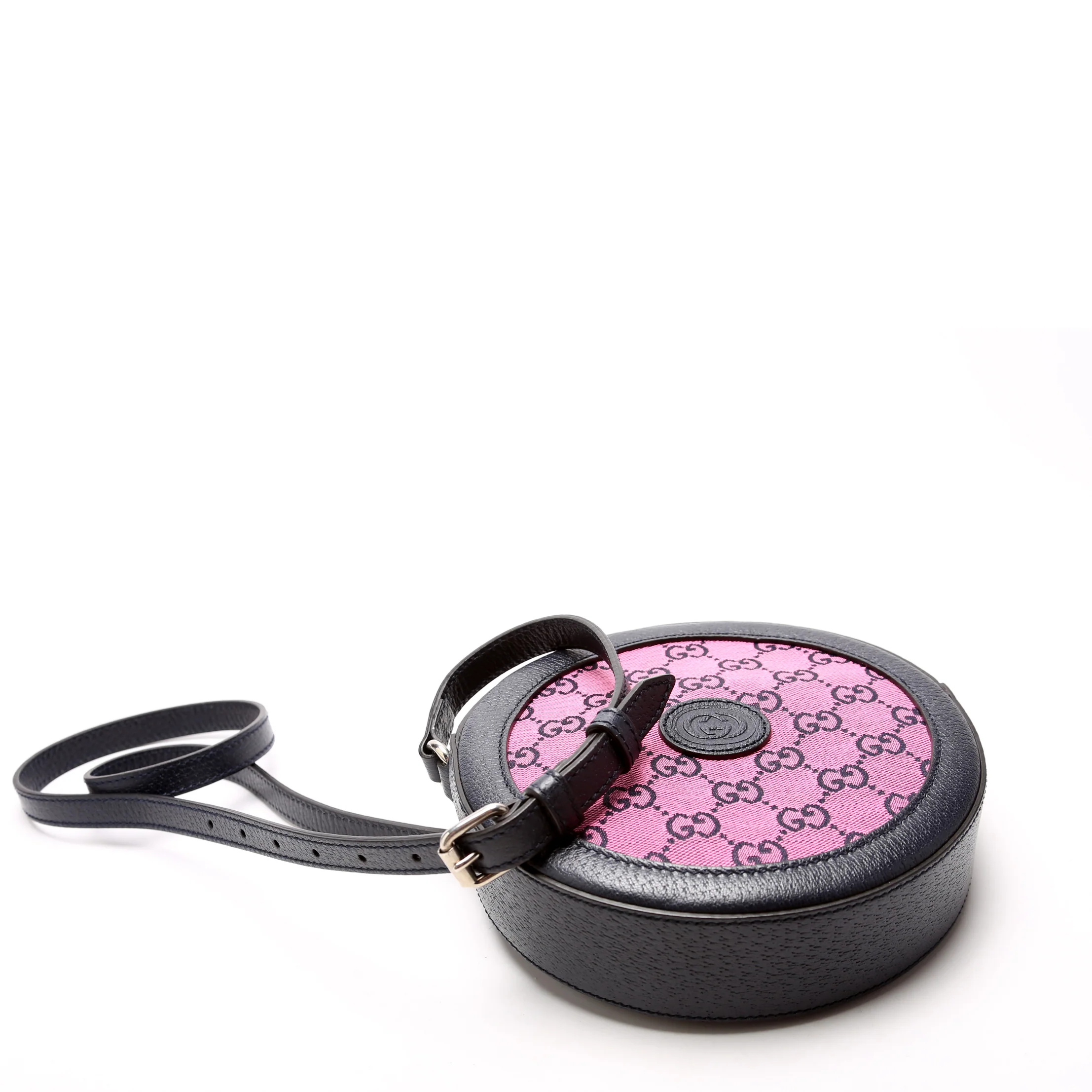 658825 GG Multicolor Canvas Interlocking G Round Bag Pink - Image 4
