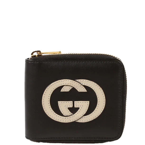 658836 Vitello Leather Interlock G ZA Card Case Wallet