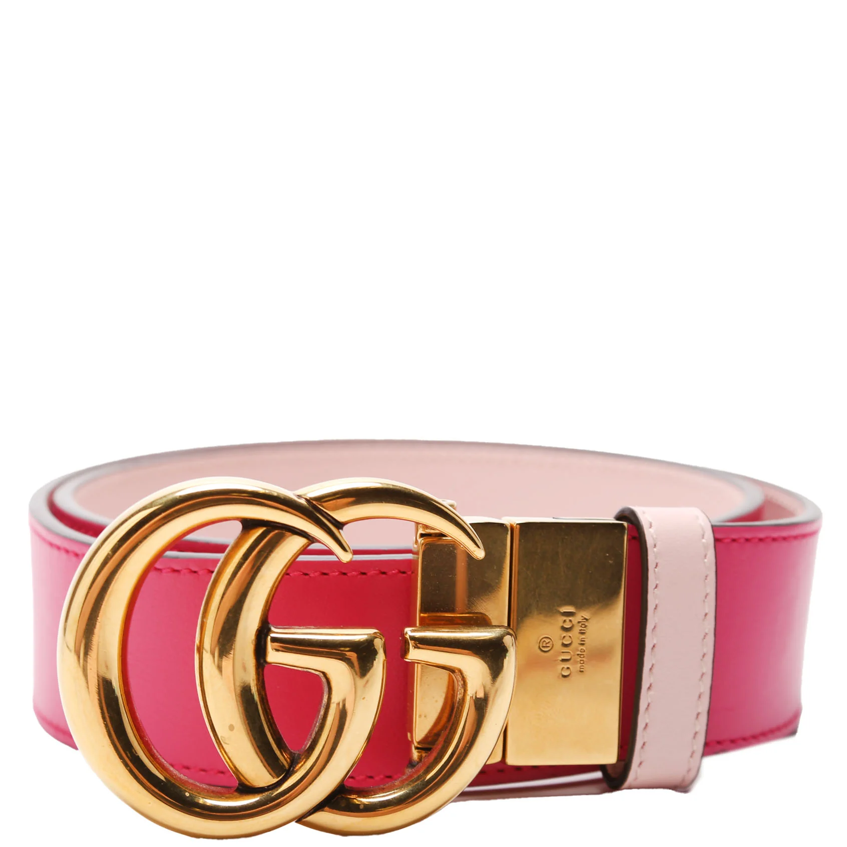 659416 GG Marmont Reversible Leather Belt Size 75/30 Pink