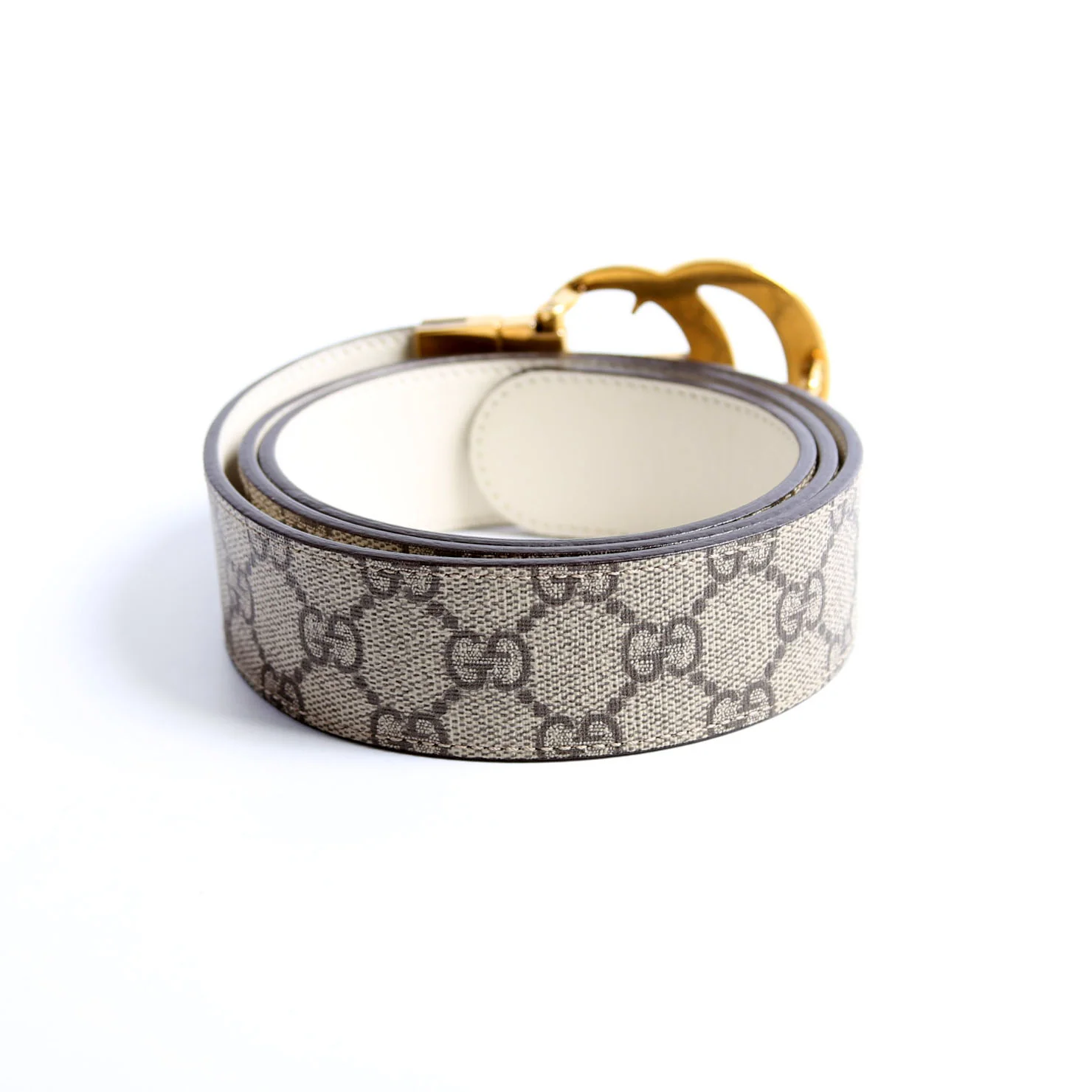 659416 GG Marmont Reversible Supreme/Leather Belt Size 95/38 Beige/Ivory - Image 3