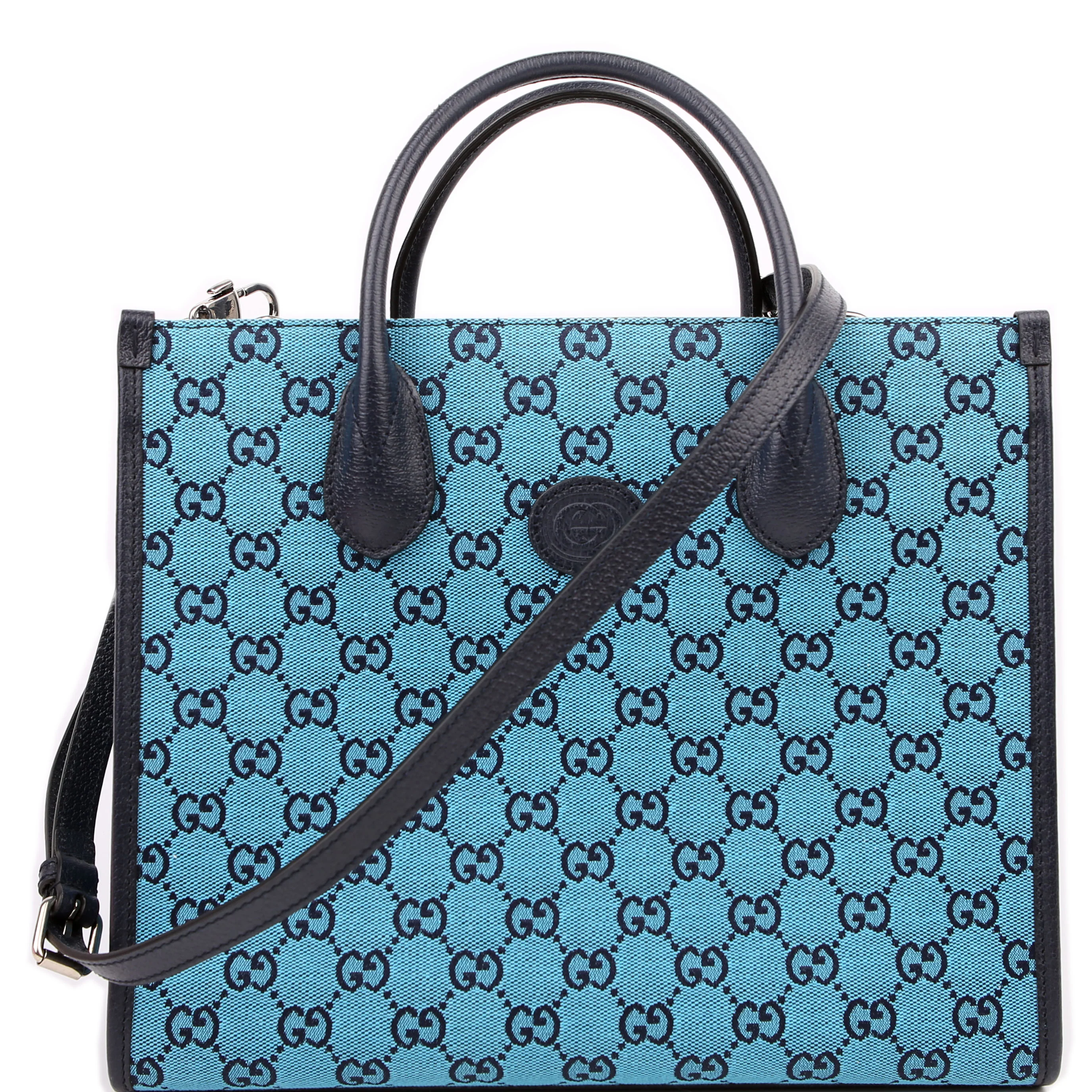 659983 GG Canvas Interlocking GG Small Tote Blue
