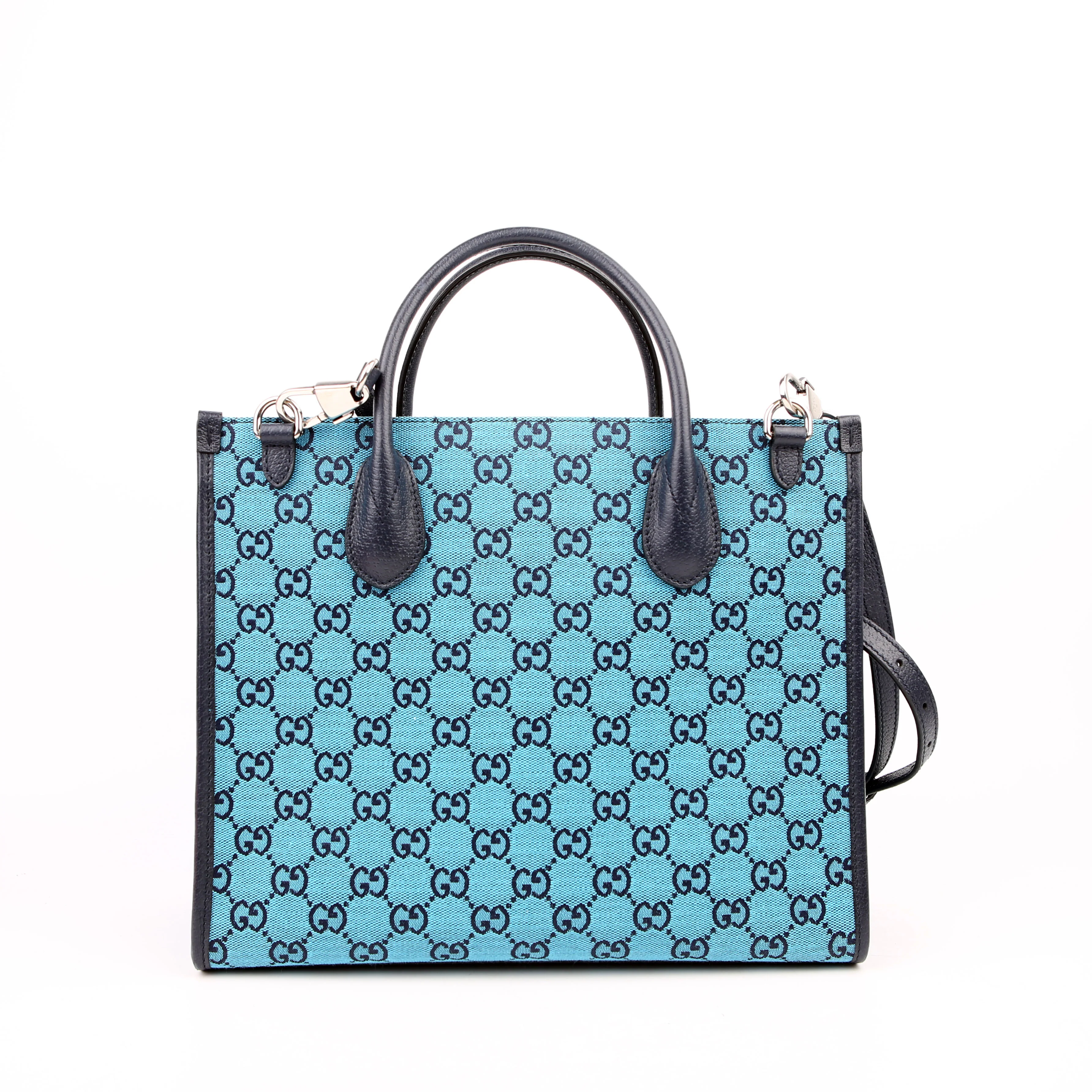 659983 GG Canvas Interlocking GG Small Tote Blue - Image 3