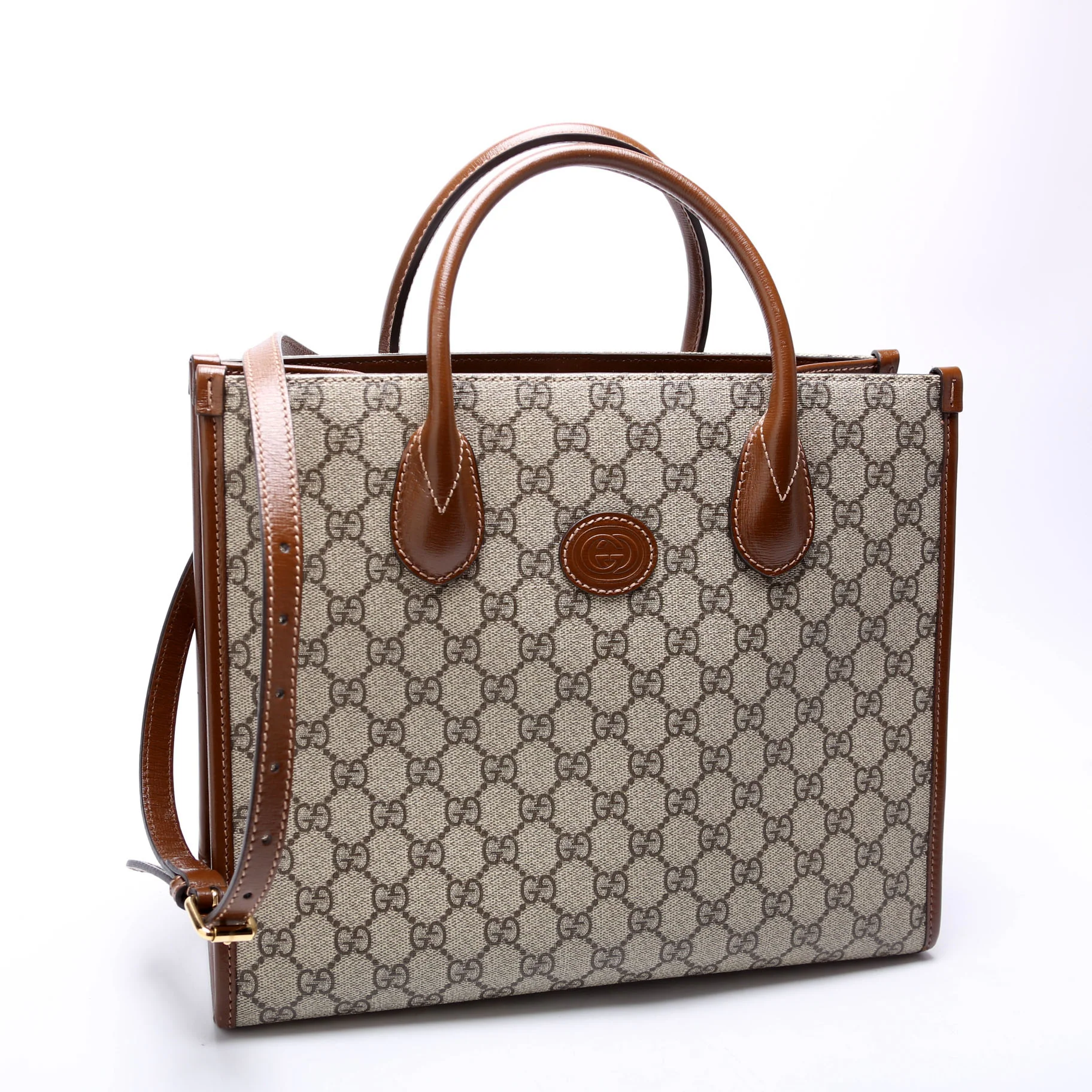 659983 GG Canvas Interlocking GG Small Tote Brown - Image 2