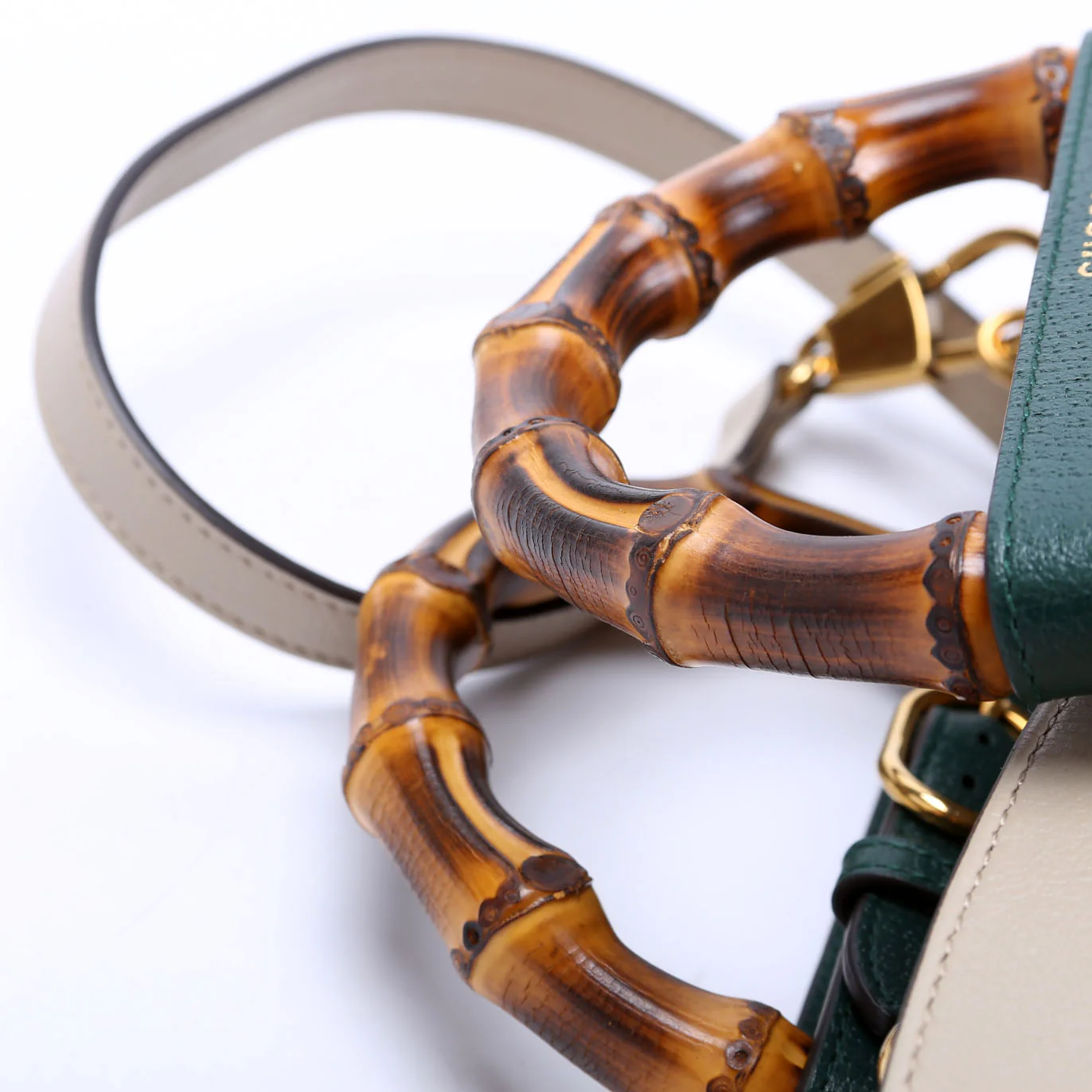 660195 Diana Small Leather Tote Taupe/Green - Image 7