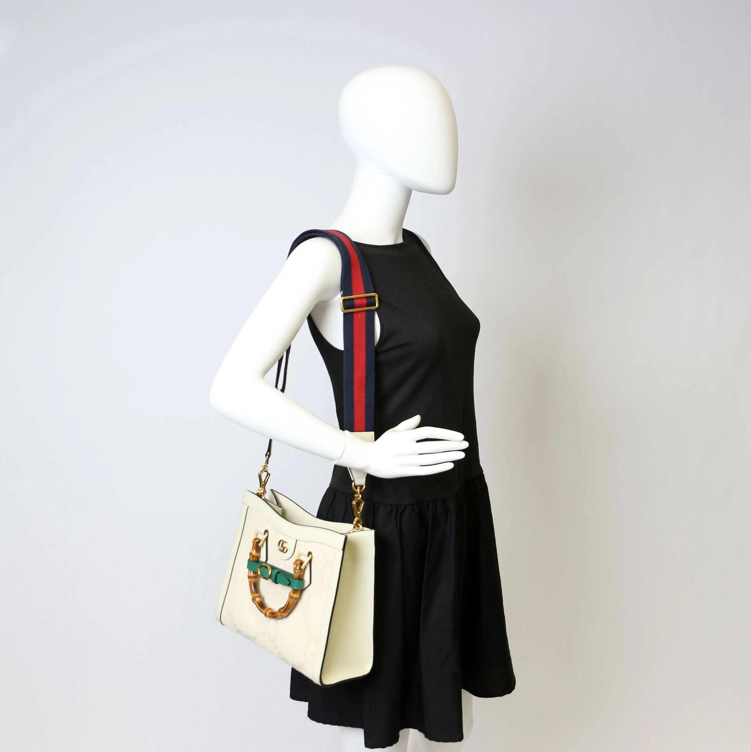 660195 Jumbo GG Canvas Diana Small Tote White - Image 19