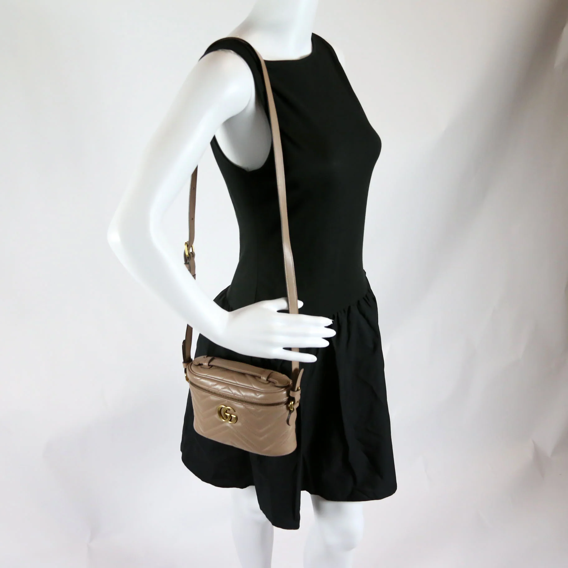 672253 GG Marmont Mini Bag Taupe - Image 7