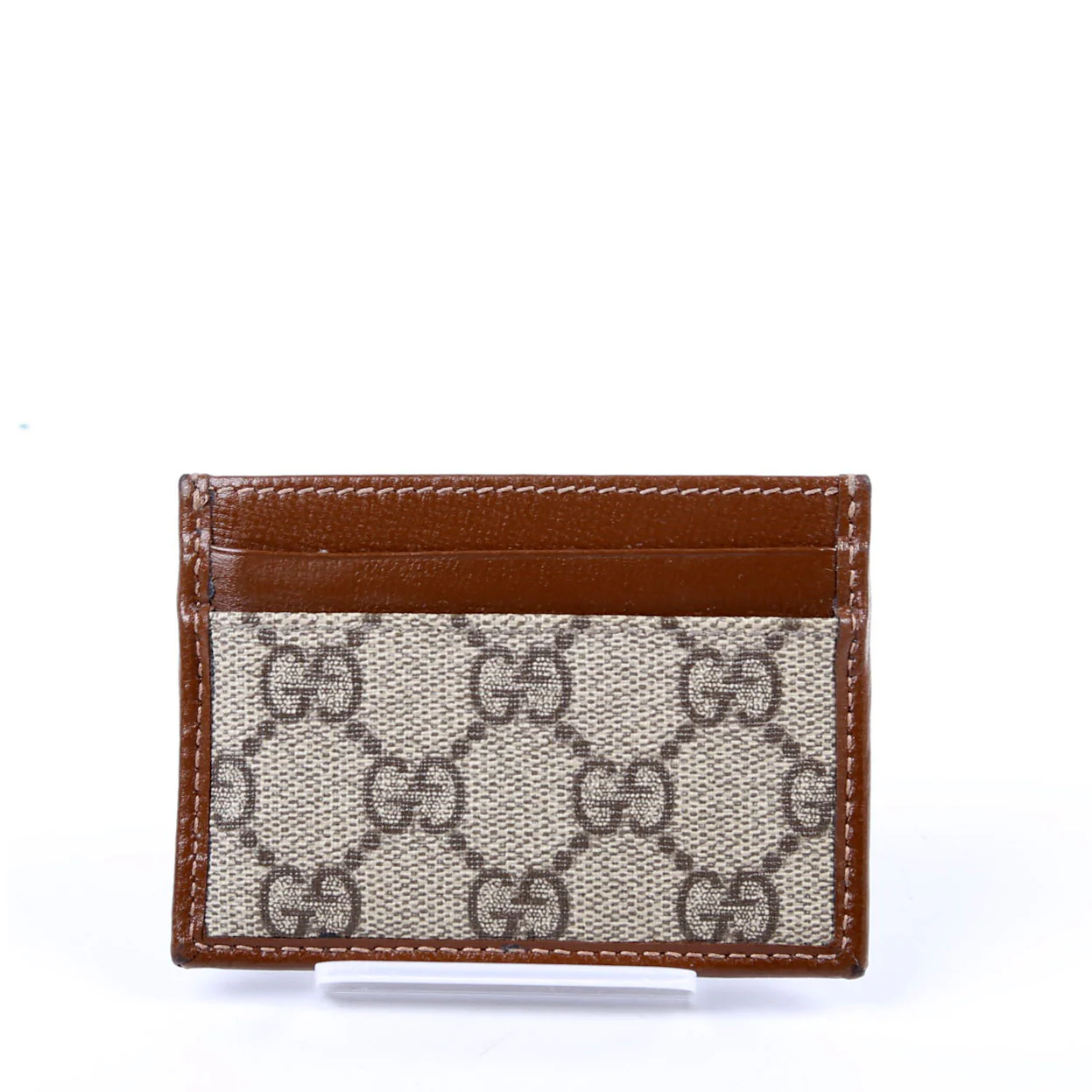 673002 GG Supreme Interlocking Card Holder Tan/Brown - Image 4