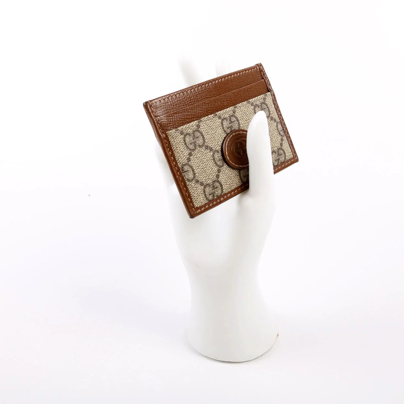 673002 GG Supreme Interlocking Card Holder Tan/Brown - Image 7