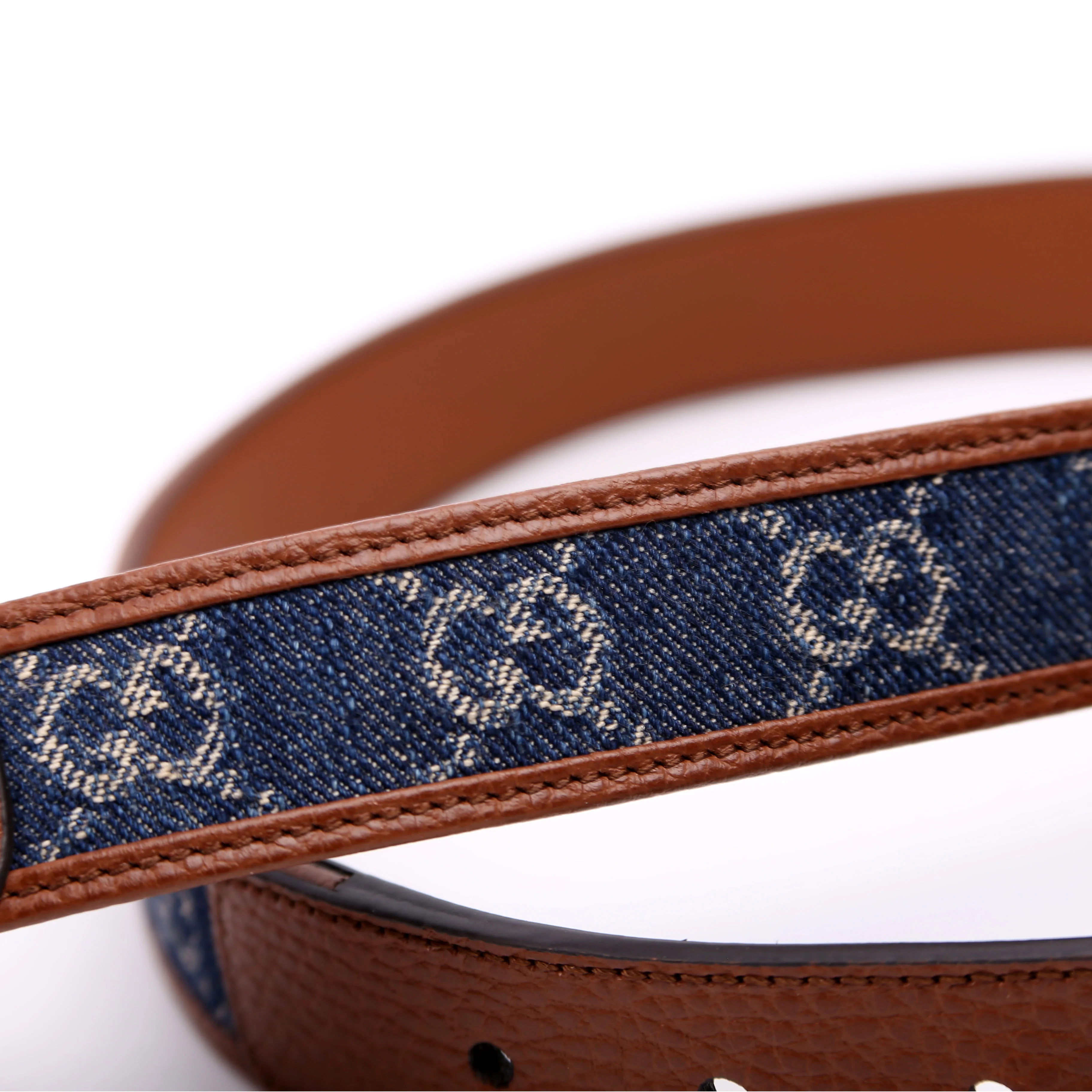 678694 New Denim GG Monogram Calfskin Belt Size 80/32 - Image 6