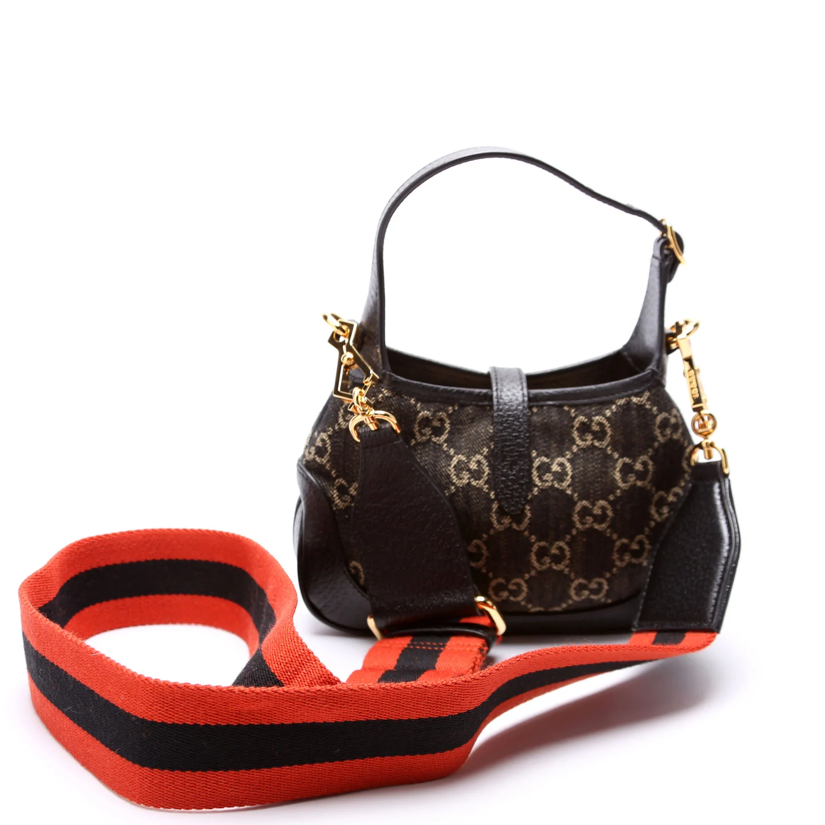685127 Jackie 1961 Mini Hobo GG Denim Black/Tan/Orange - Image 3