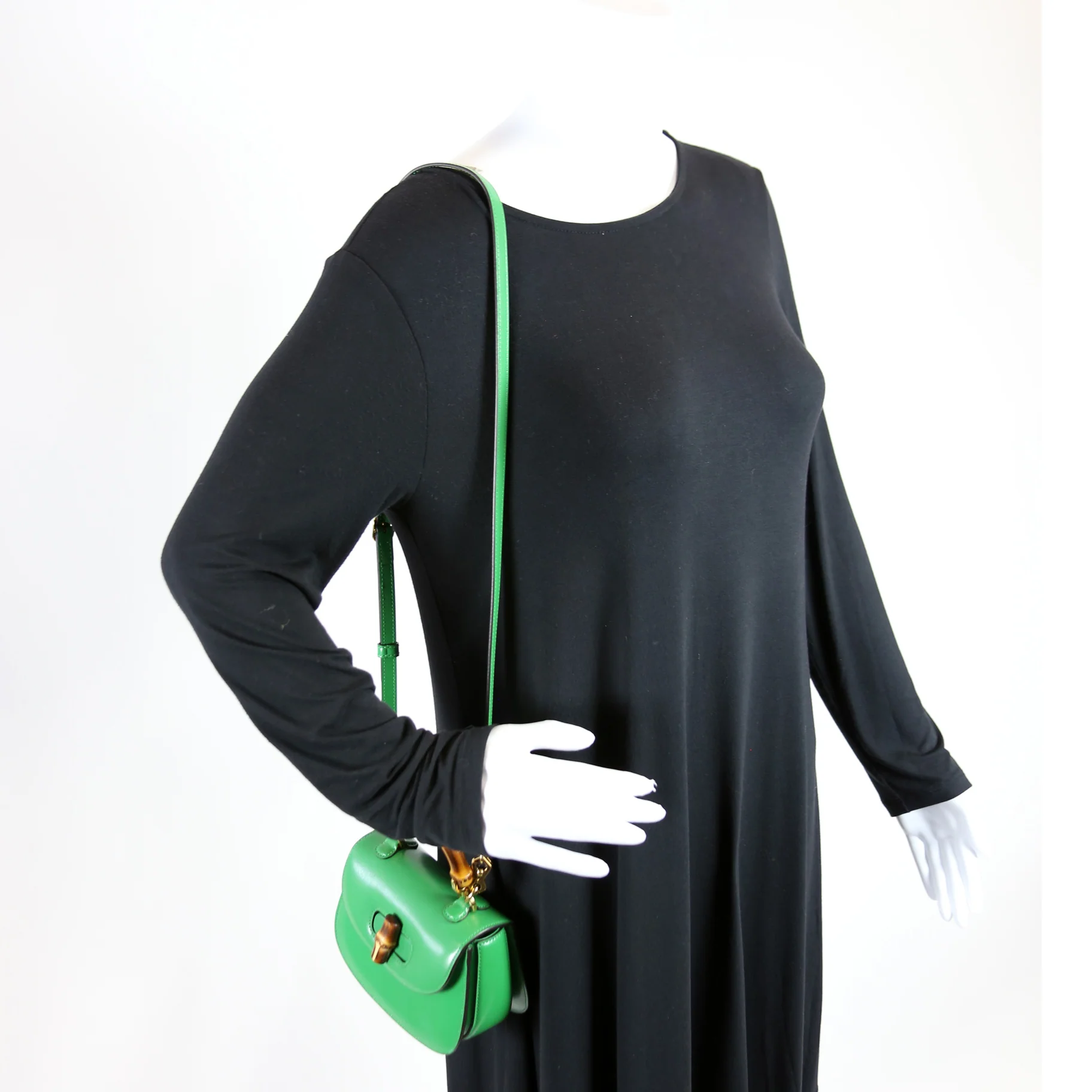 686864 1947 Bamboo Mini Top Handle Bag Green - Image 9