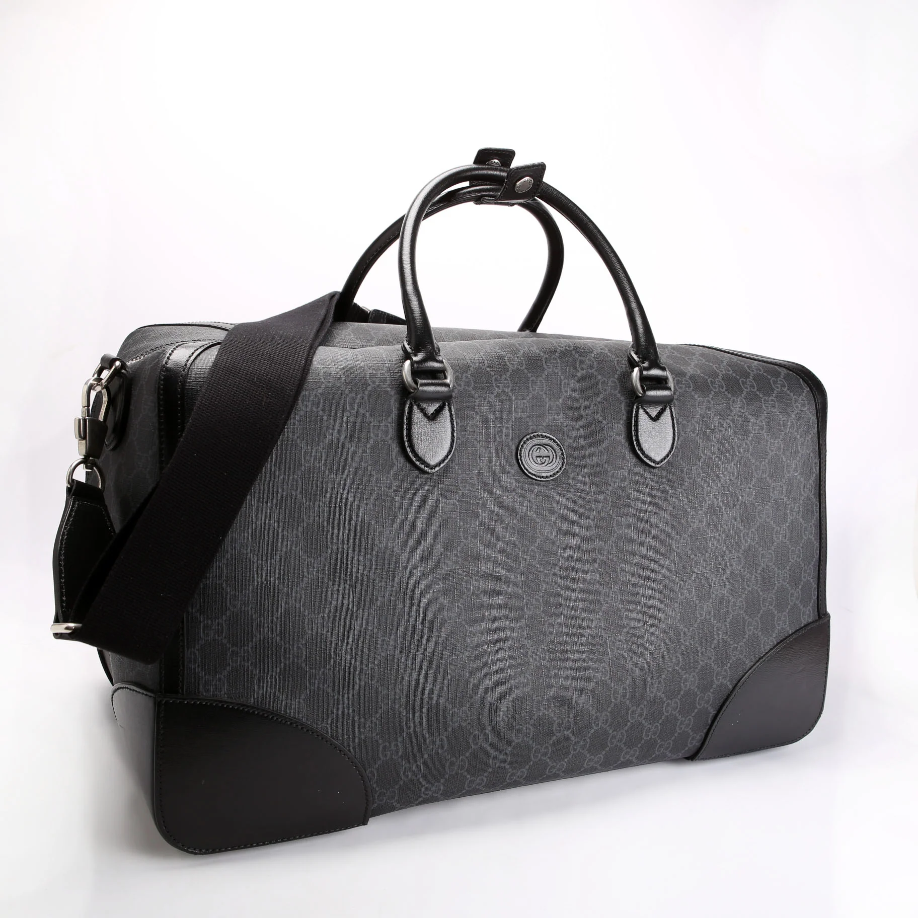 696015 GG Supreme Interlocking G Large Duffle Bag Black/Gray - Image 2