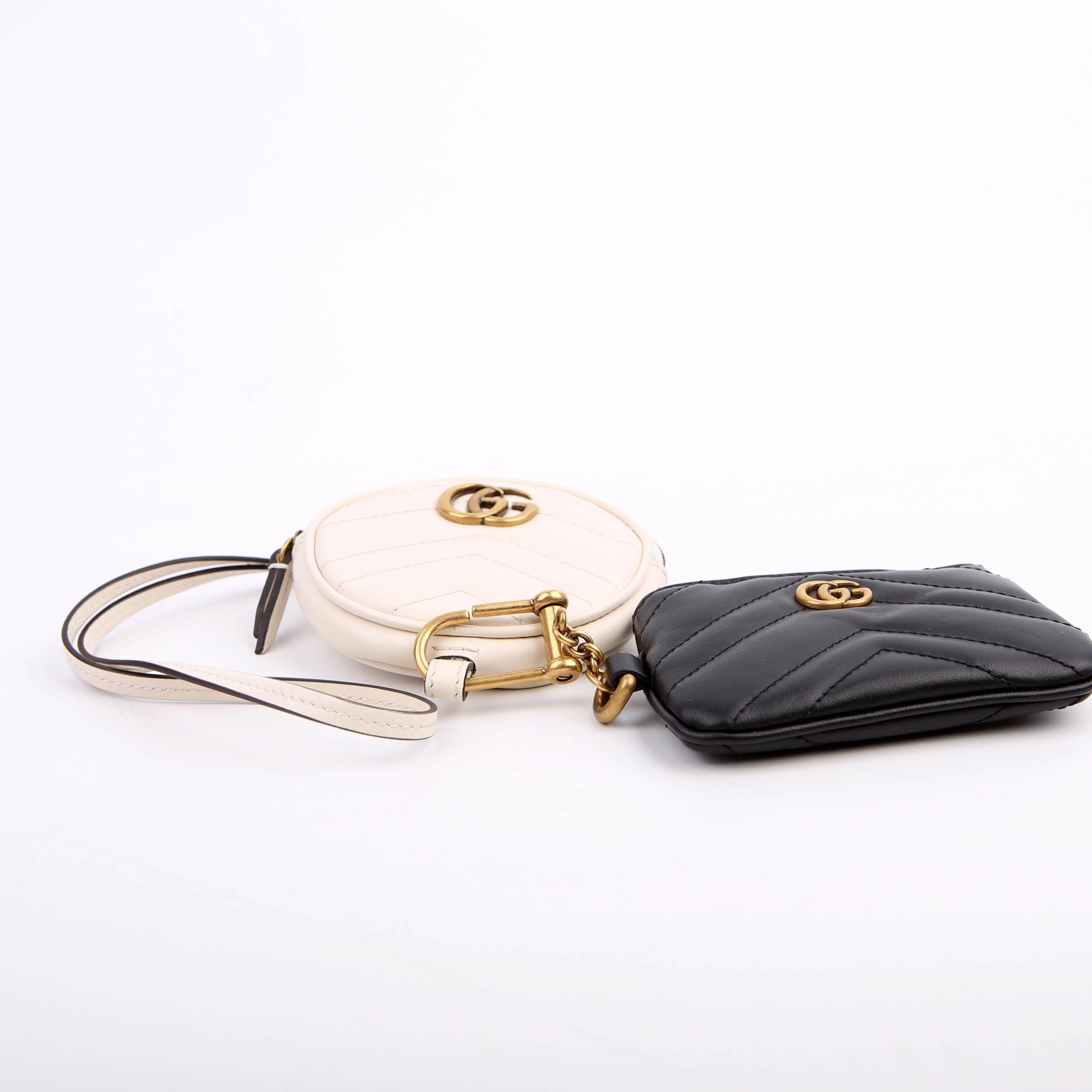 698787 Marmont Coin Case/Key Pouch On Strap White/Black - Image 4