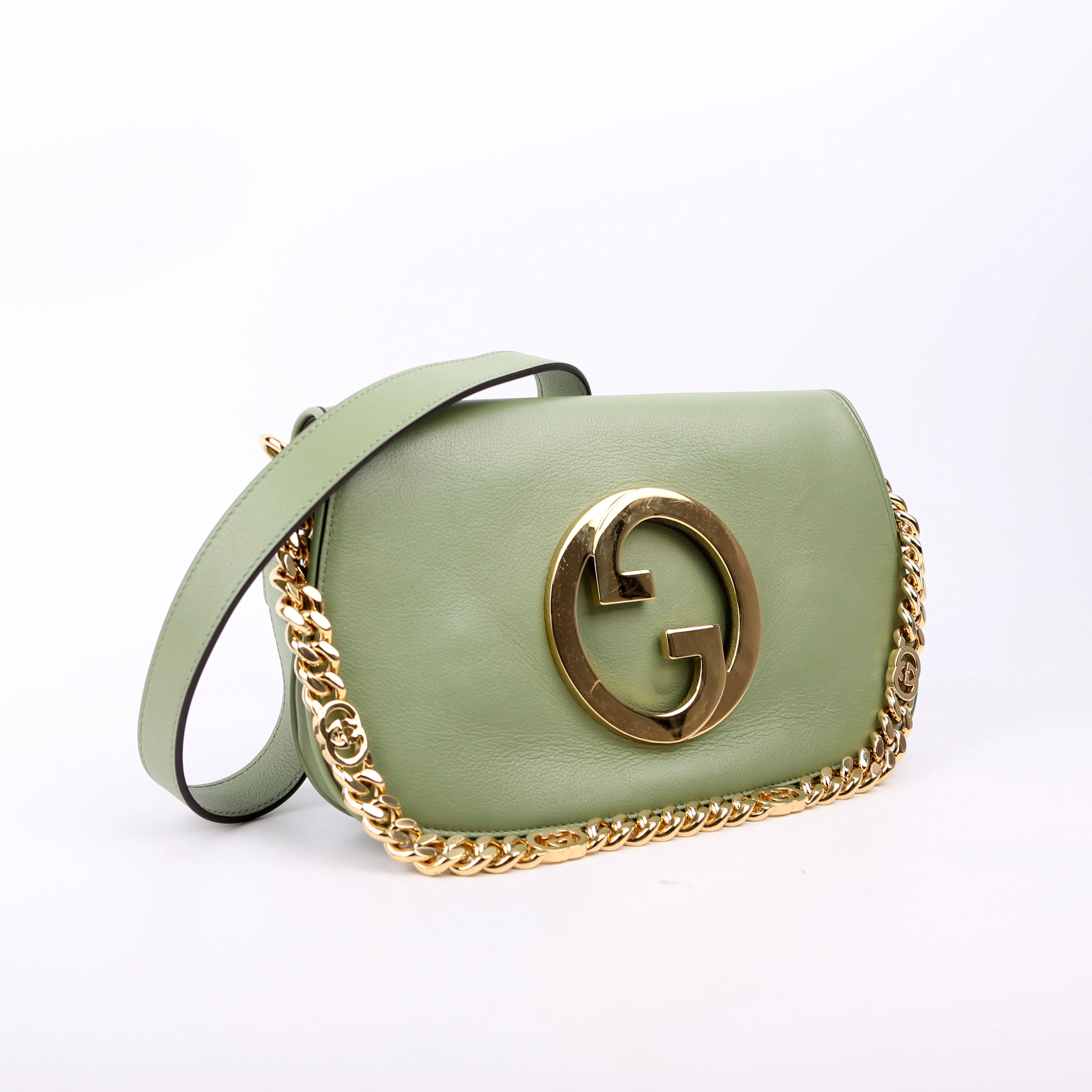 699268 Blondie Leather Shoulder Bag Green - Image 2