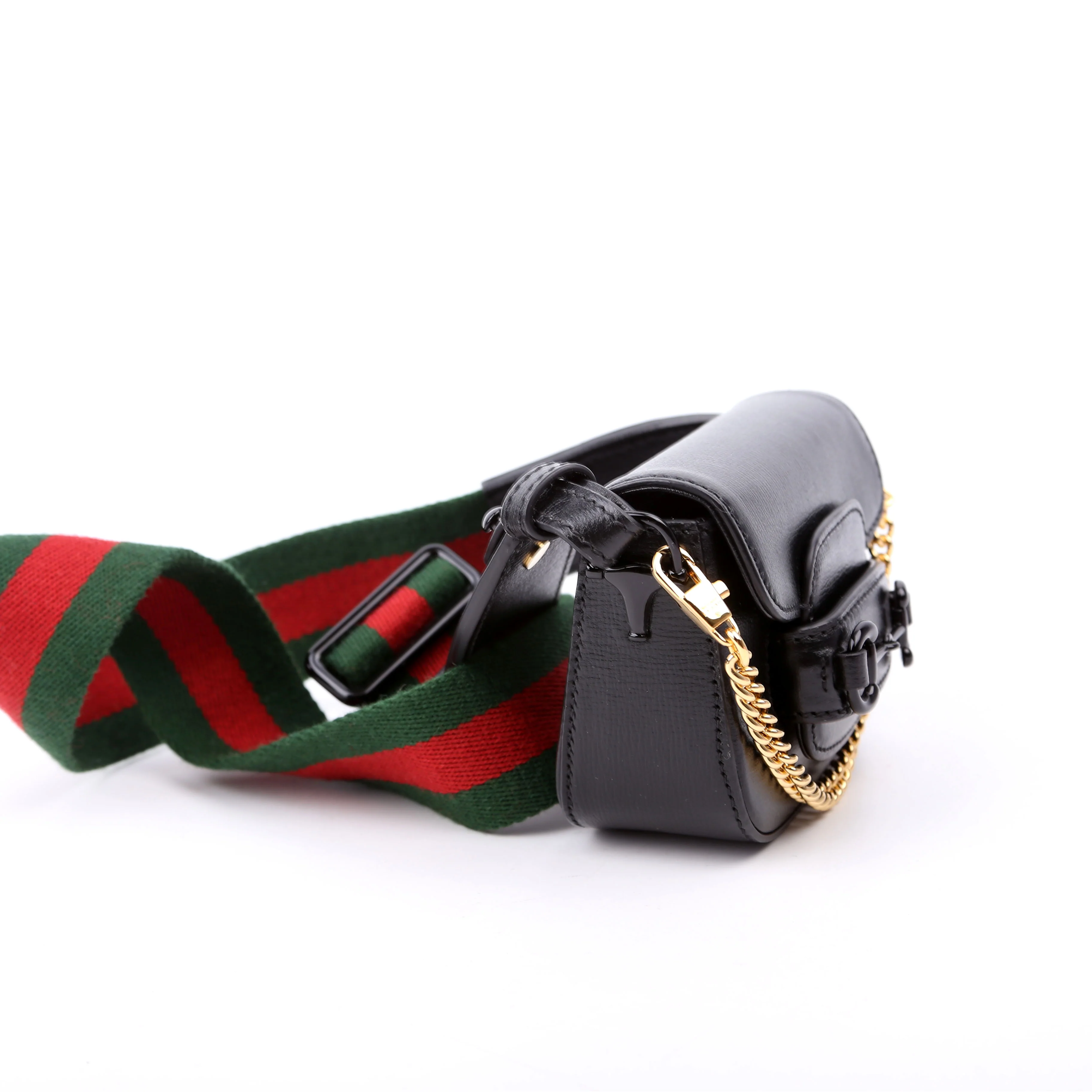 699760 Horsebit 1955 Leather Wallet On Strap Black - Image 2