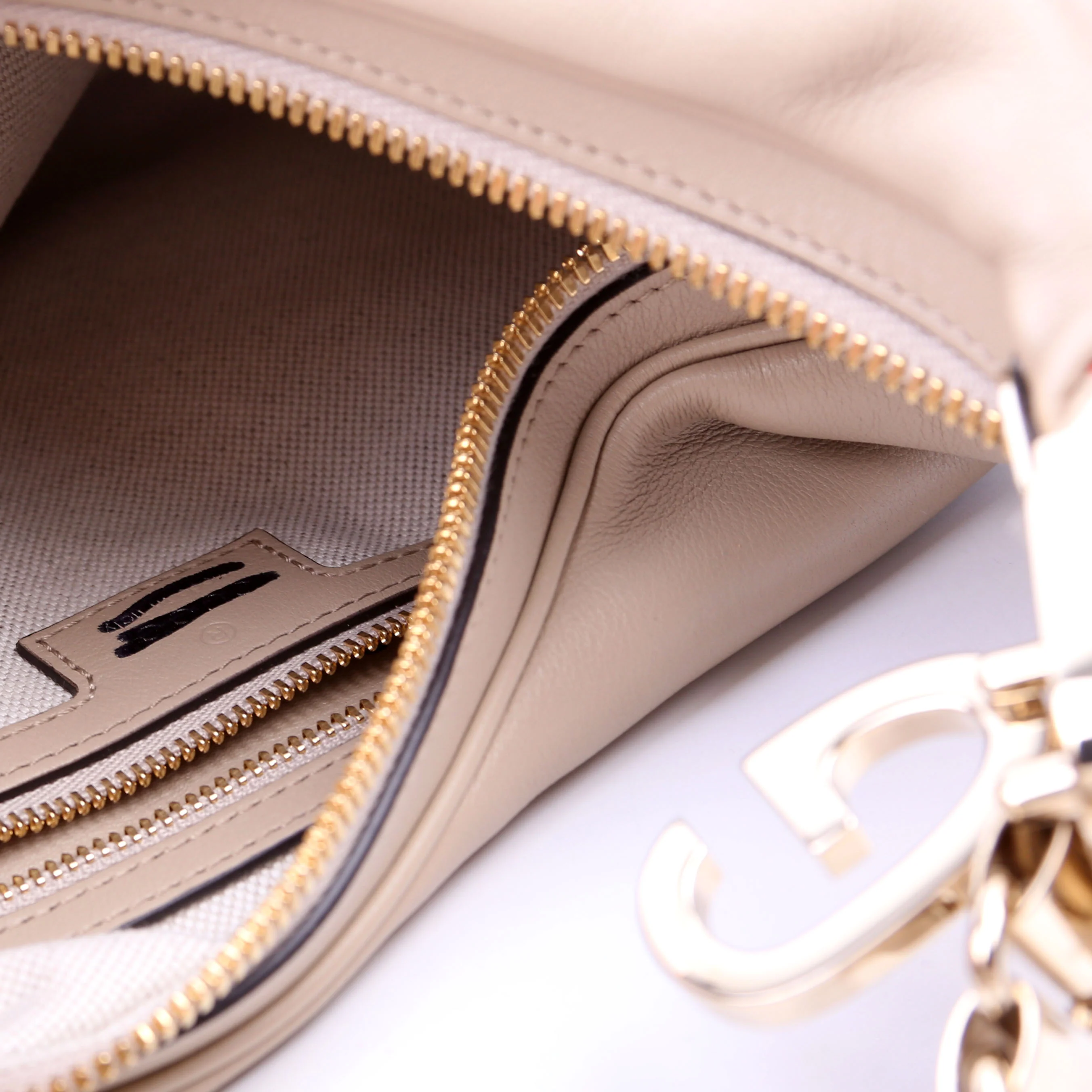 702823 Leather Attache Shoulder Bag Large Taupe - Image 10