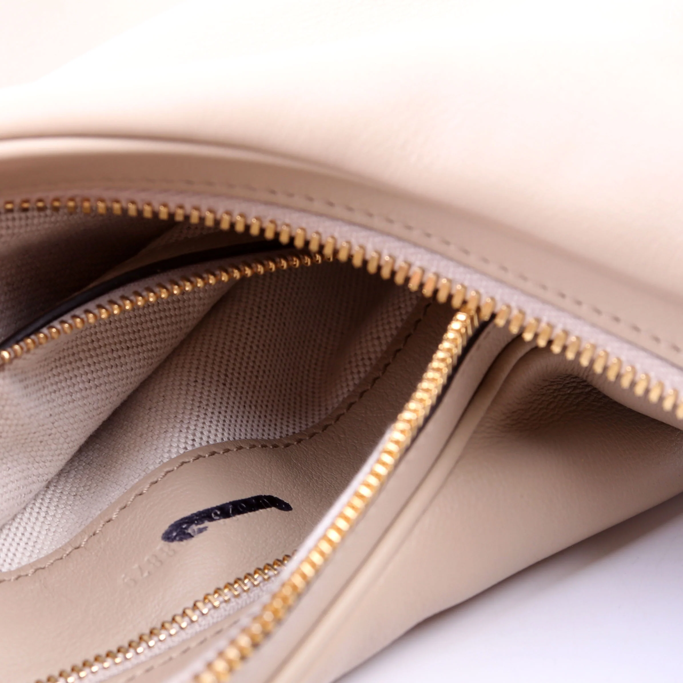 702823 Leather Attache Shoulder Bag Large Taupe - Image 11