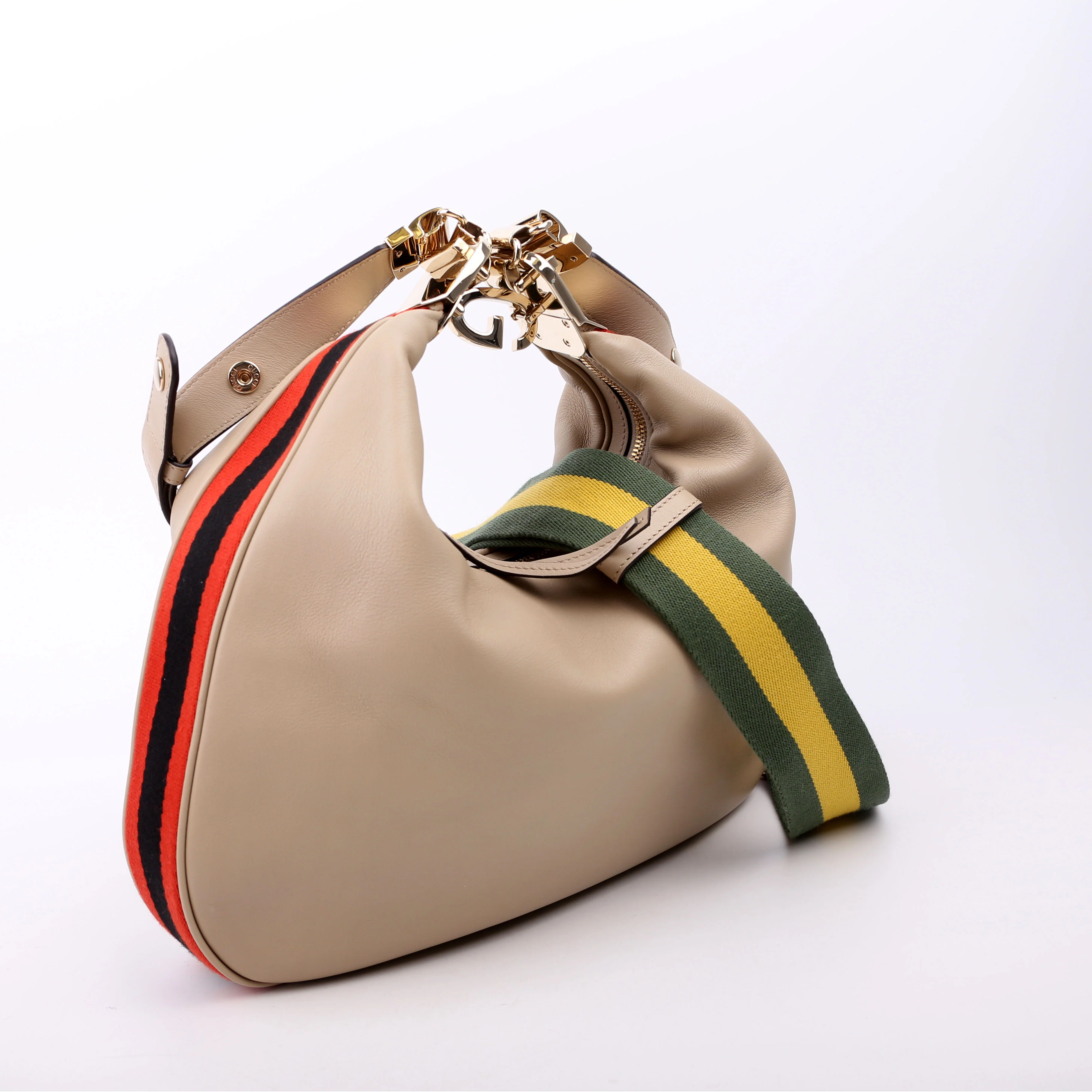 702823 Leather Attache Shoulder Bag Large Taupe - Image 2