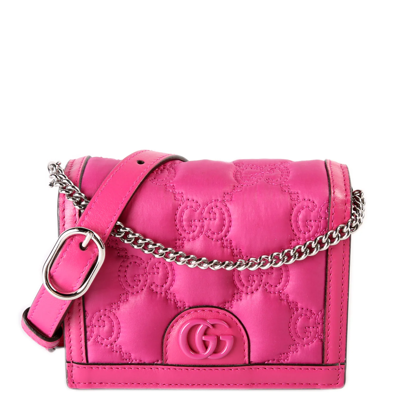 723777 GG Nylon Shoulder Bag Pink