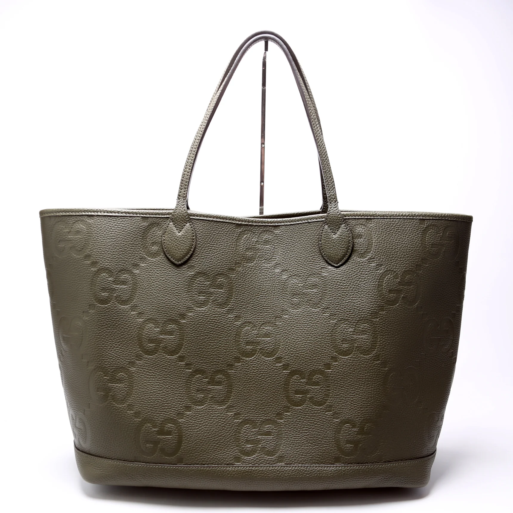 726755 GG Embossed Tote W/Pouch Large Green - Image 3