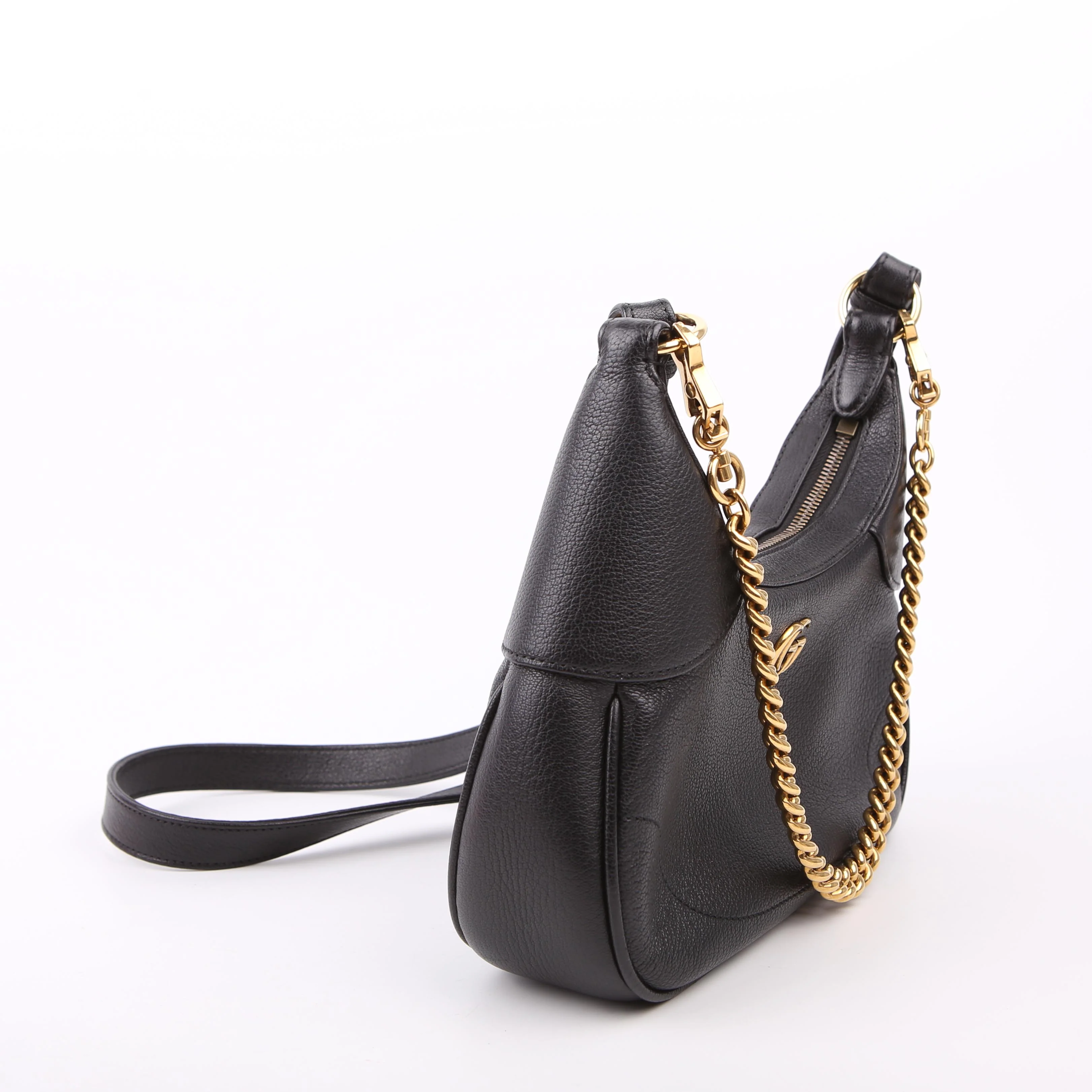 731817 Aphrodite Leather Small Shoulder Bag Black - Image 2