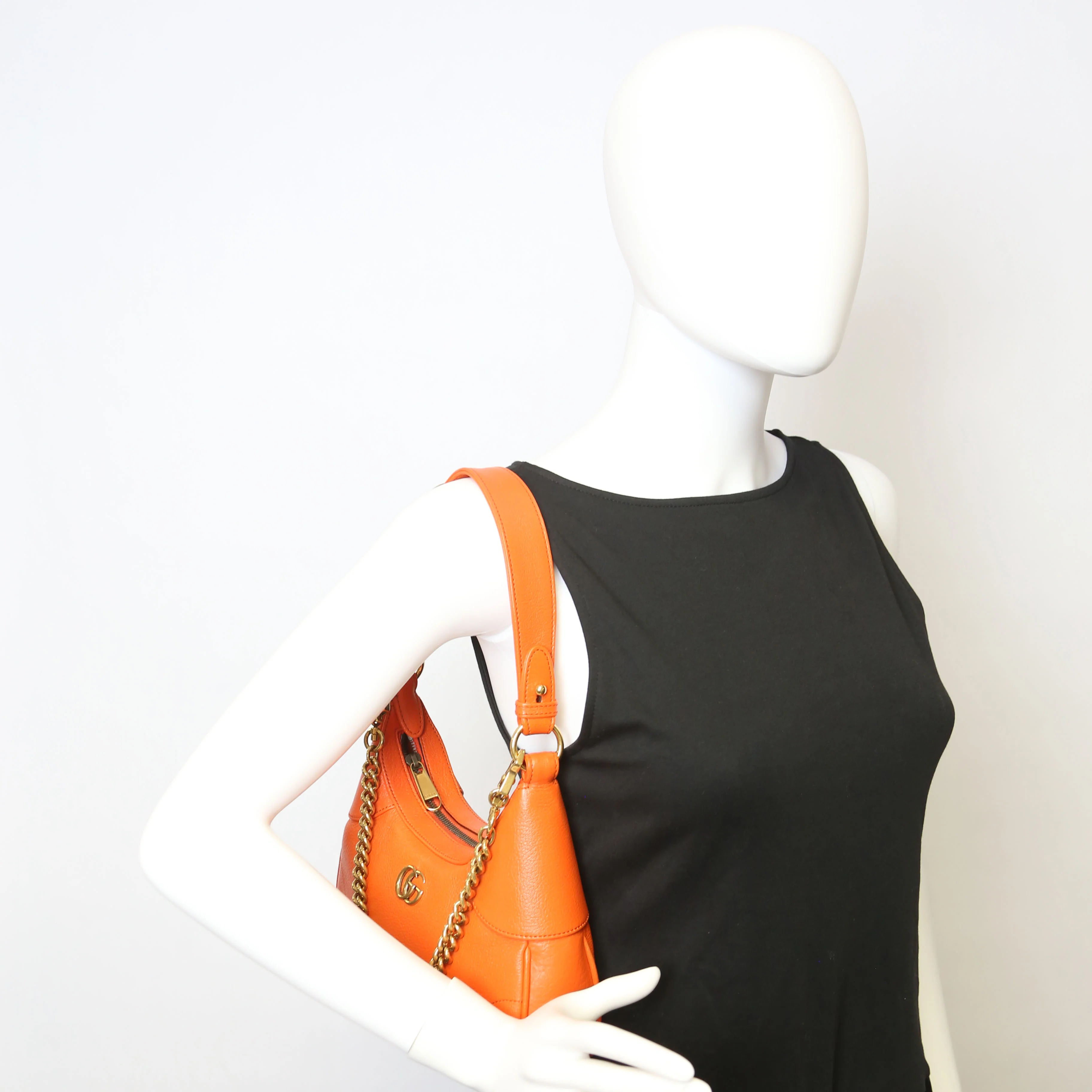 731817 Aphrodite Leather Small Shoulder Bag Orange - Image 10