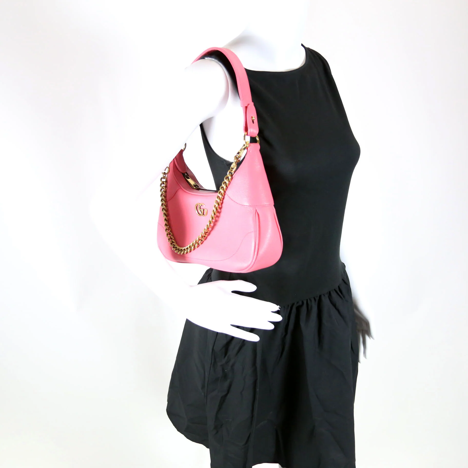 731817 Aphrodite Leather Small Shoulder Bag Pink/Gold - Image 8