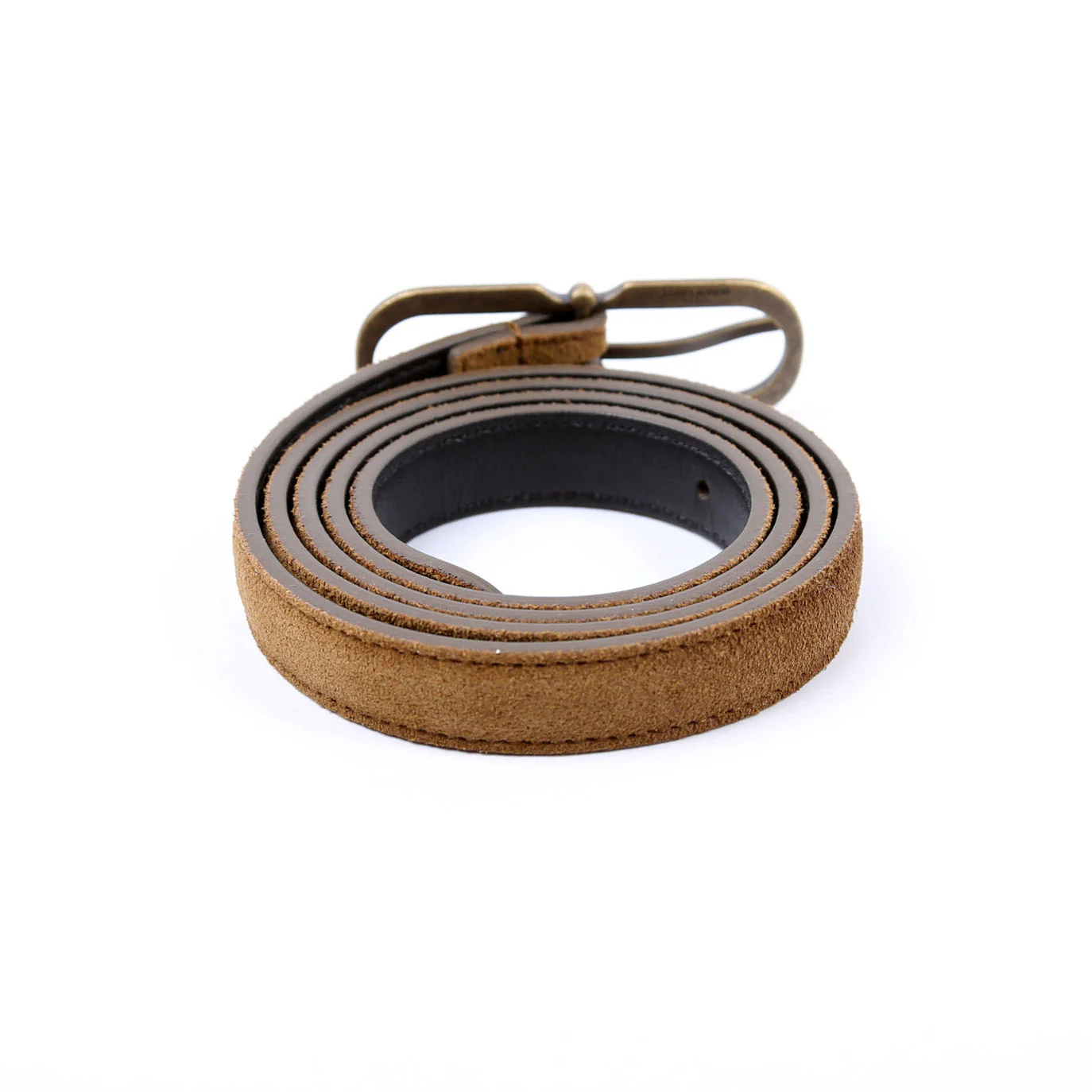 73224 Suede Thin Oval Belt Size 80 Brown - Image 3
