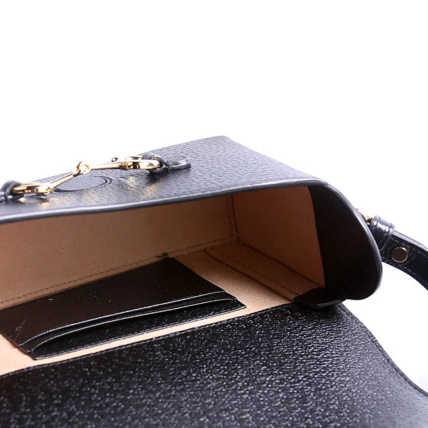 732314 Horsebit 1955 Calfskin Shoulder Bag Black - Image 12