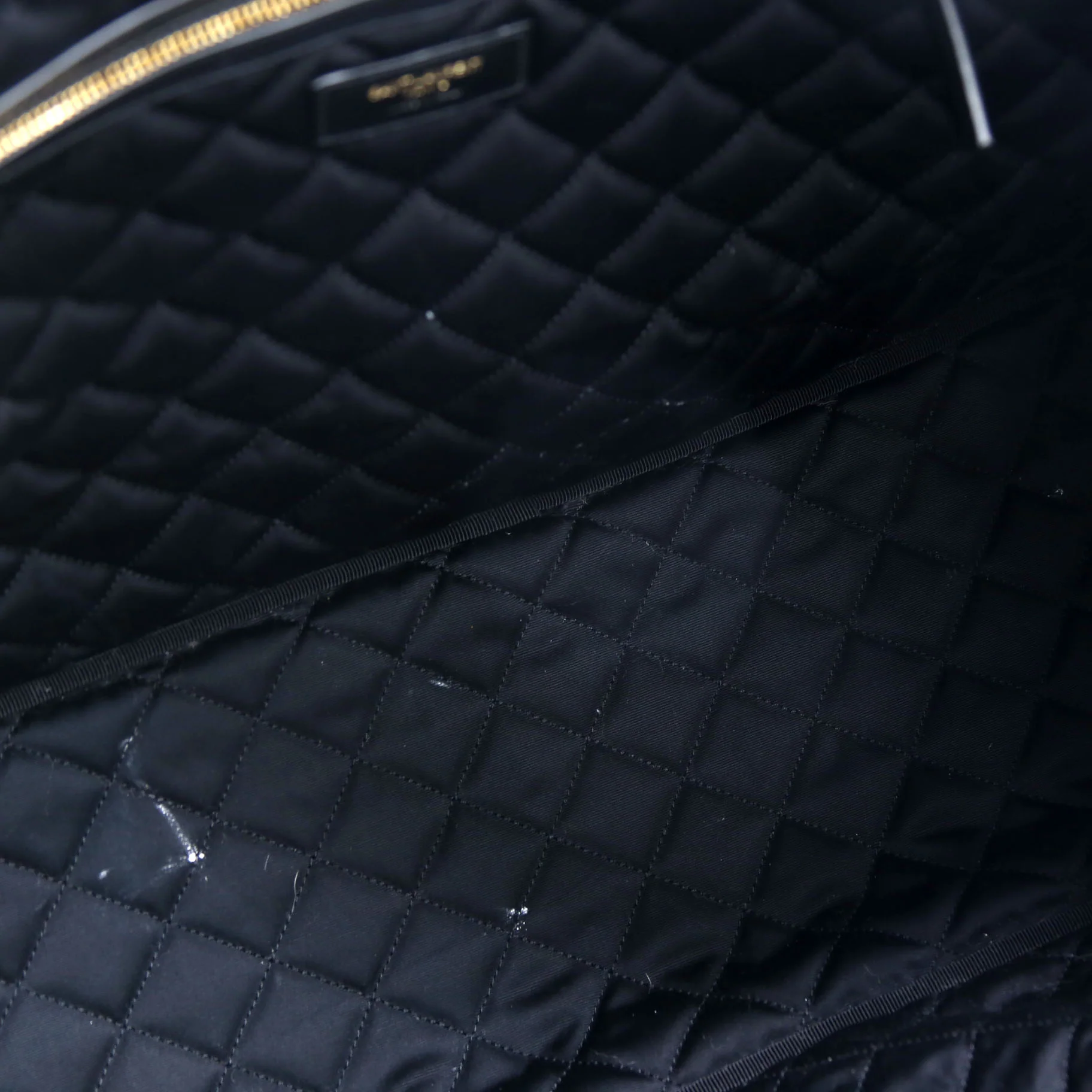 736009 Es Giant Travel Bag Quilted Calskin Black/Gold - Image 10
