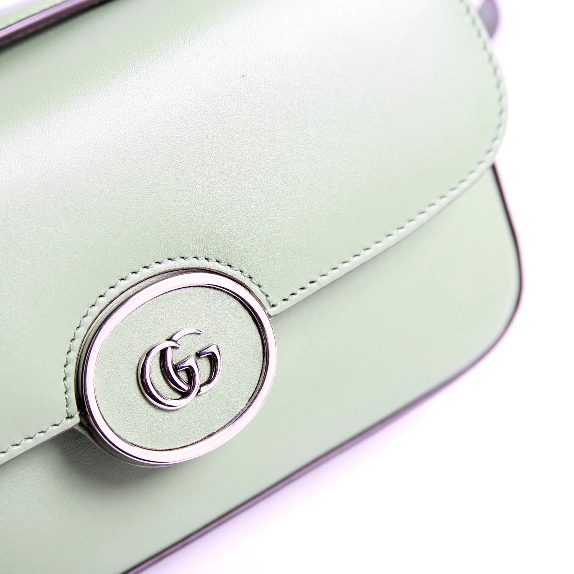 739722 Petite GG Mini Shoulder Bag Calfskin Green - Image 6