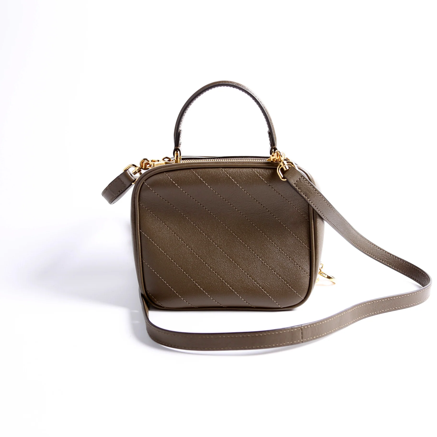 744434 Blondie Leather Top Handle Bag Khaki - Image 2