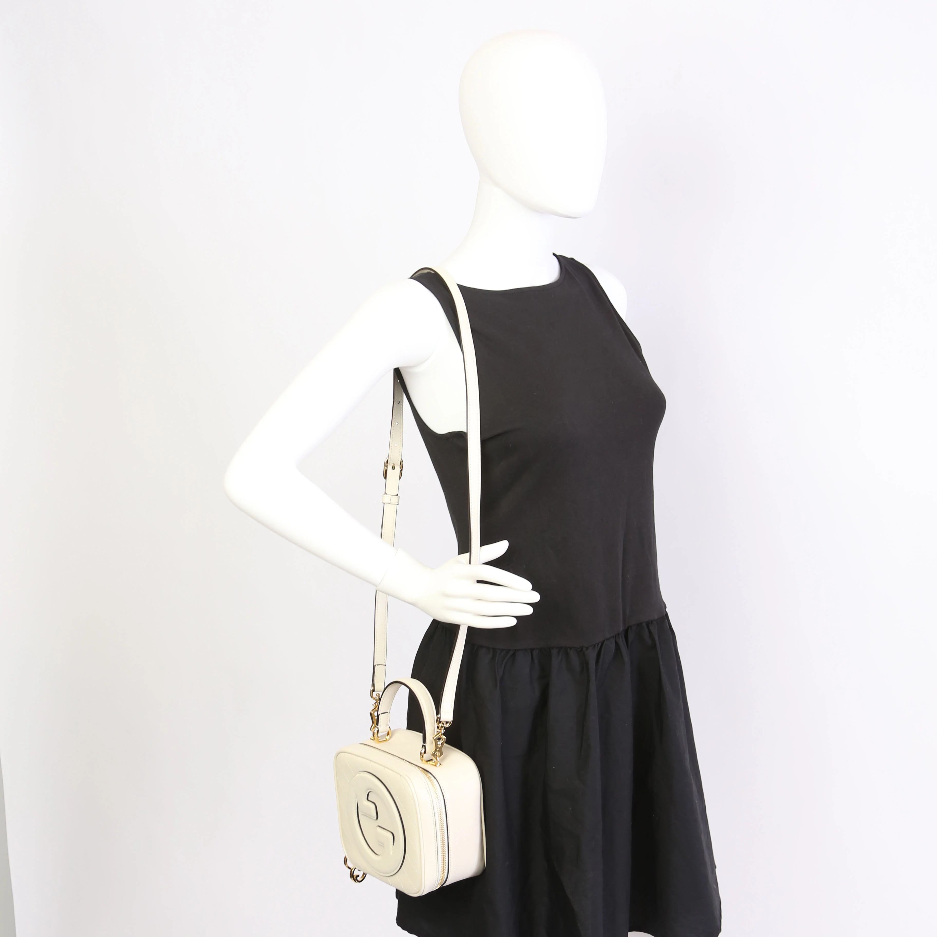 744434 Blondie Leather Top Handle Bag White - Image 13