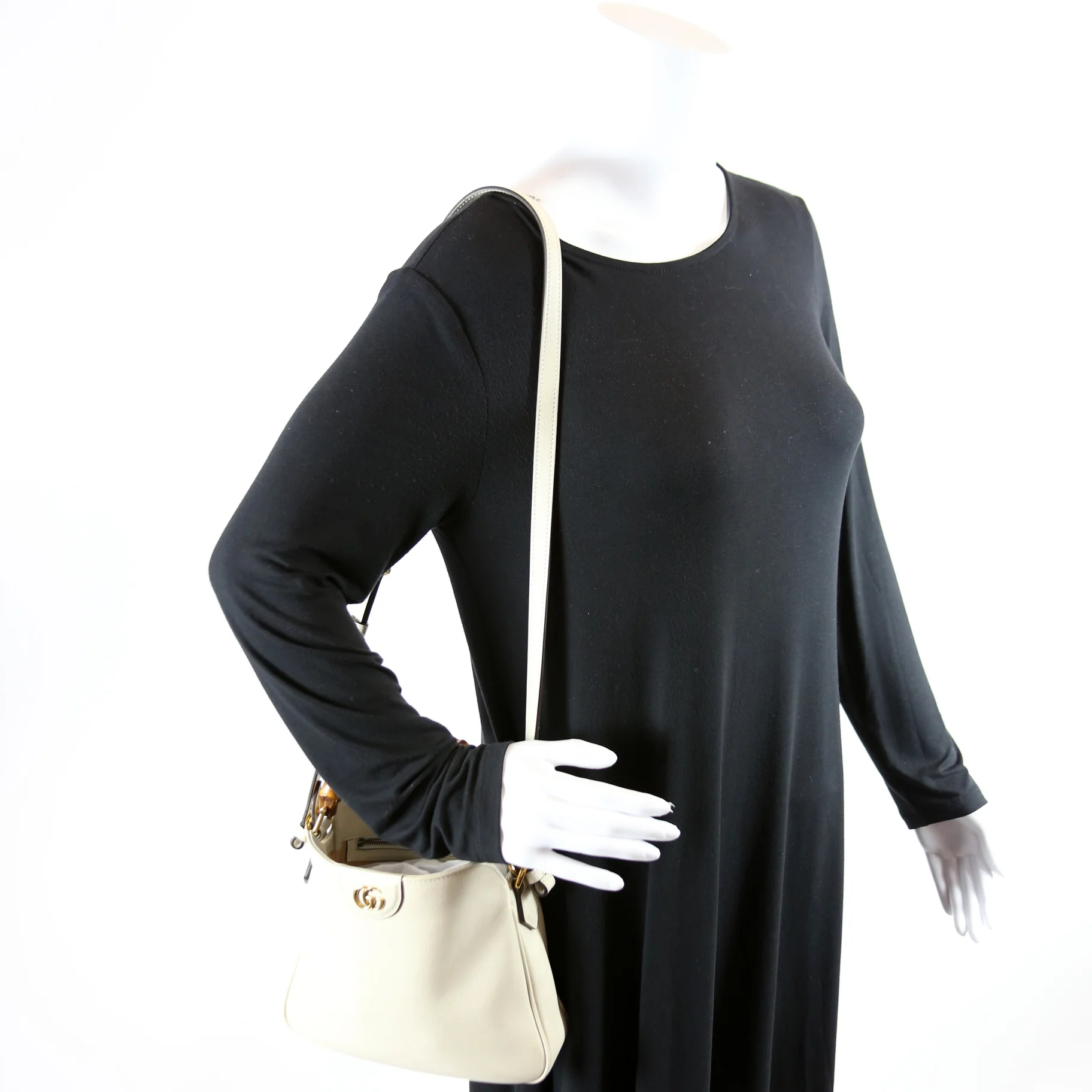 746124 Diana Bamboo Shoulder Bag White - Image 12