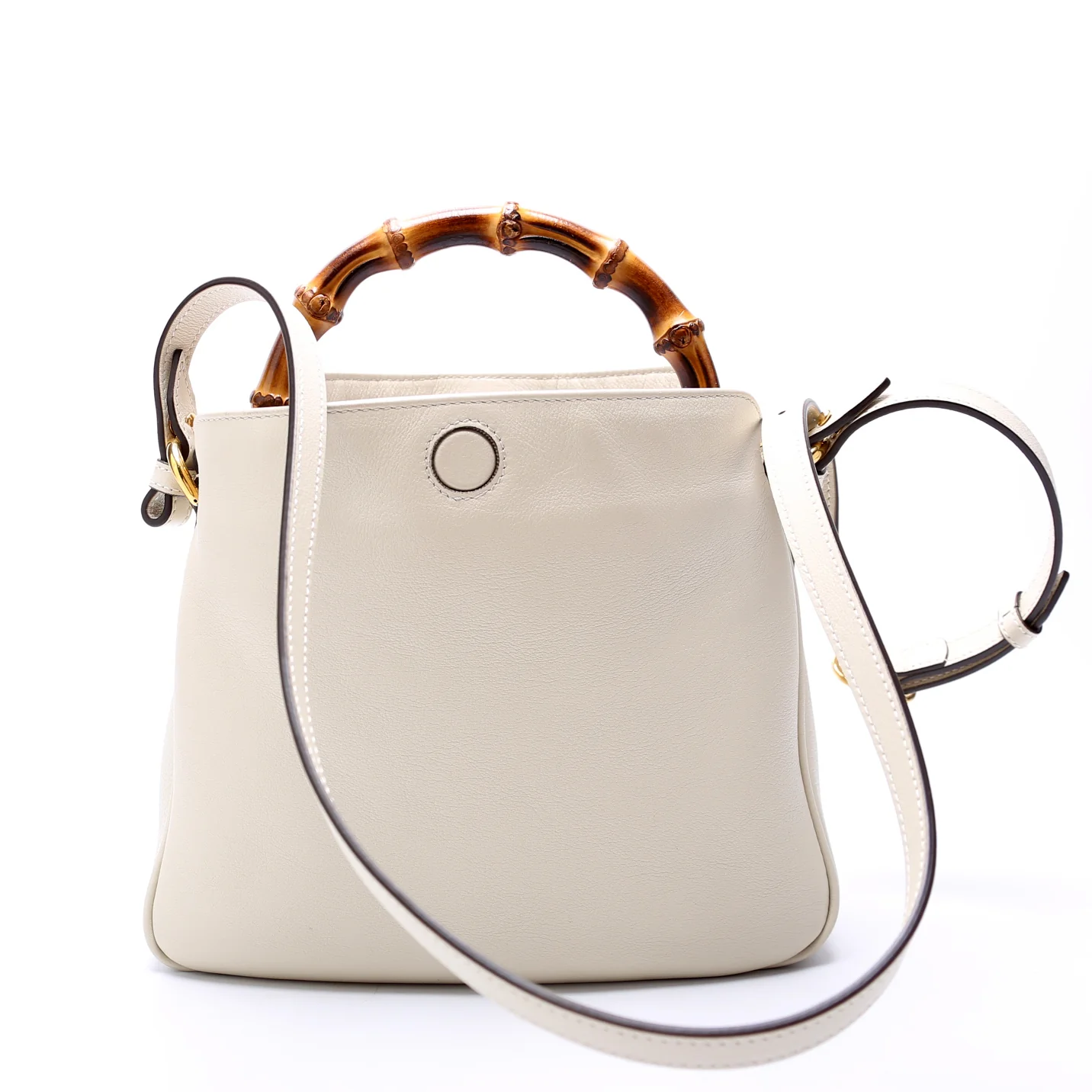 746124 Diana Bamboo Shoulder Bag White - Image 3