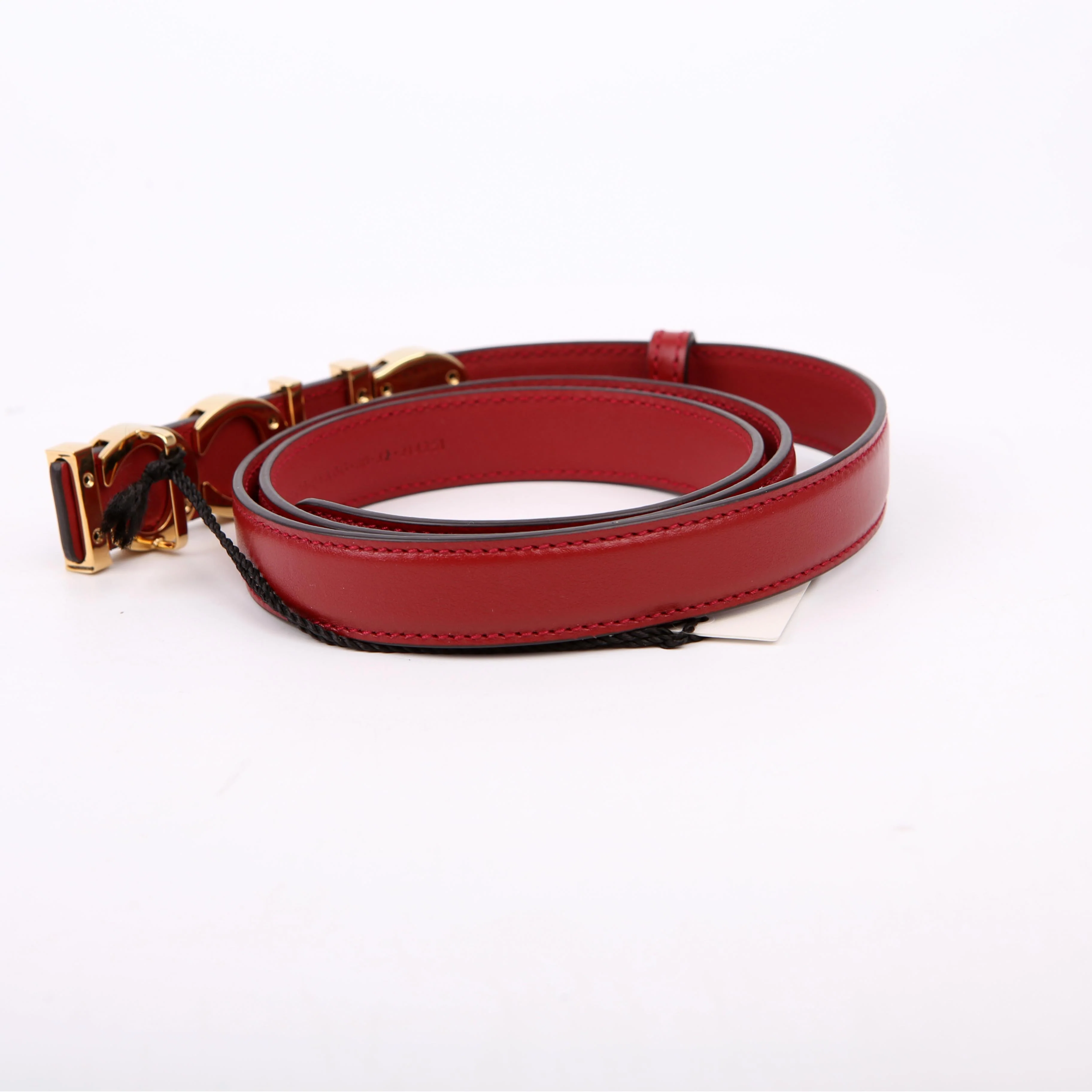 751602 Logo Extra Thin Leather Belt Size 80/32 Red - Image 2