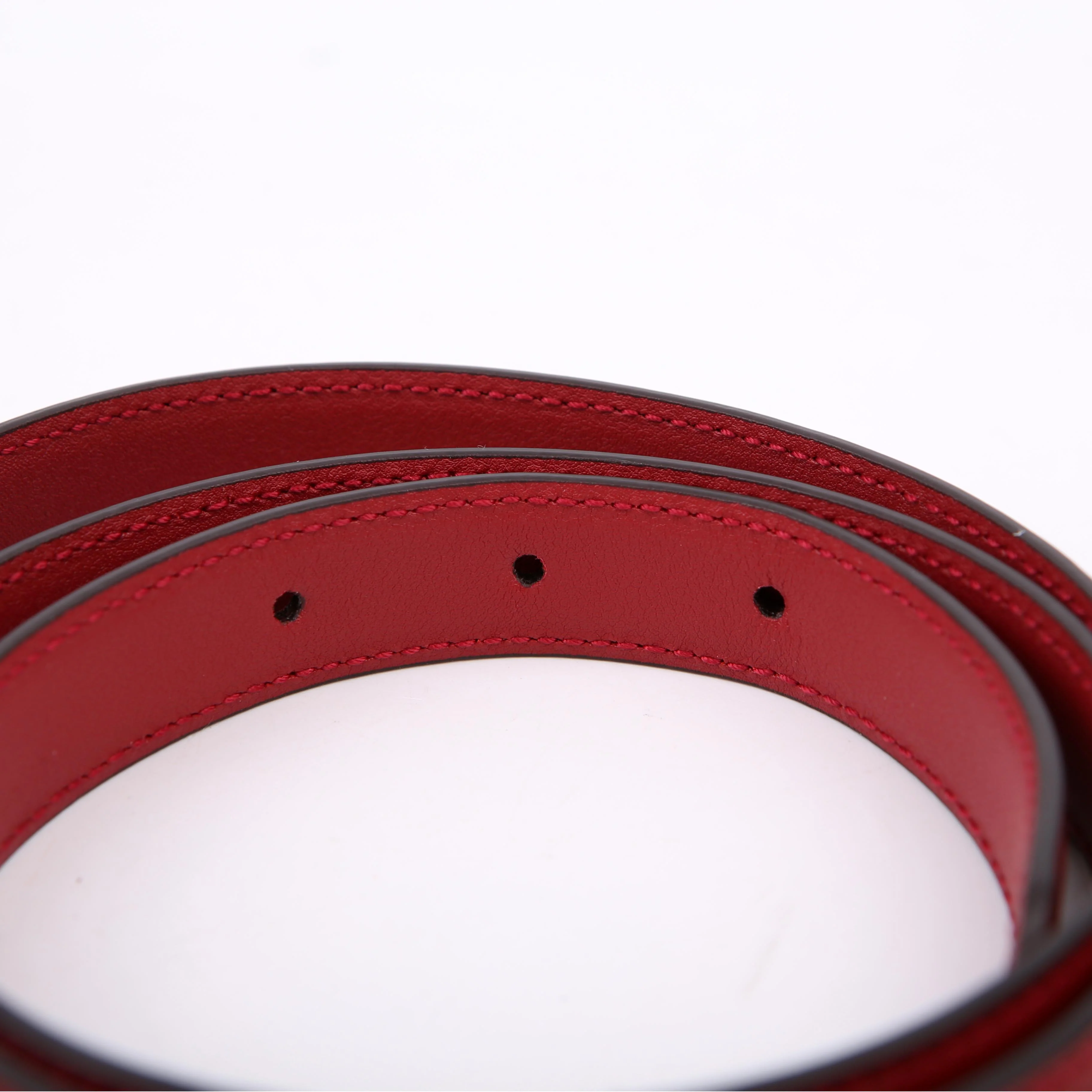 751602 Logo Extra Thin Leather Belt Size 80/32 Red - Image 5
