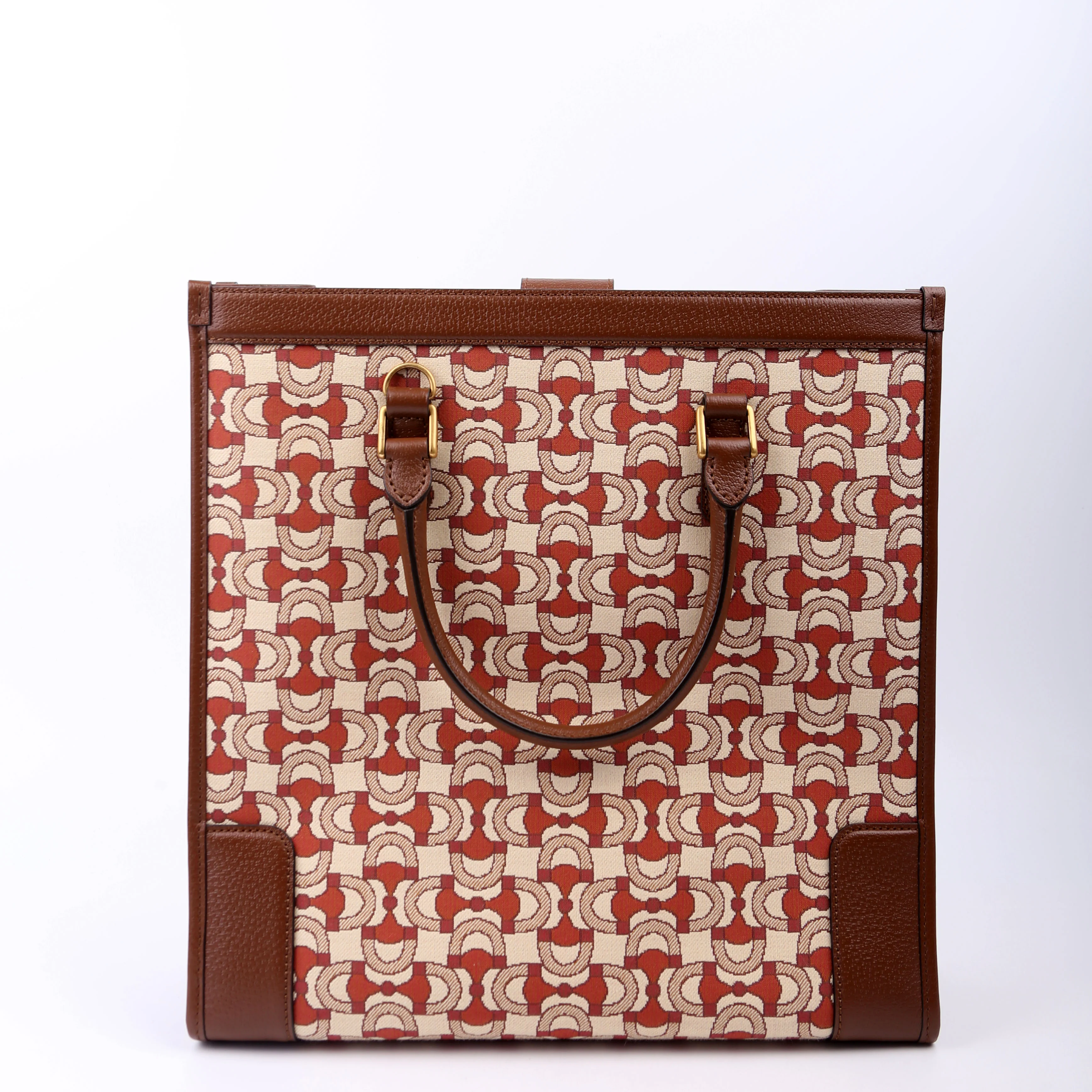 752586 Interlocking G Jacquard Horsebit Tote Brown - Image 4
