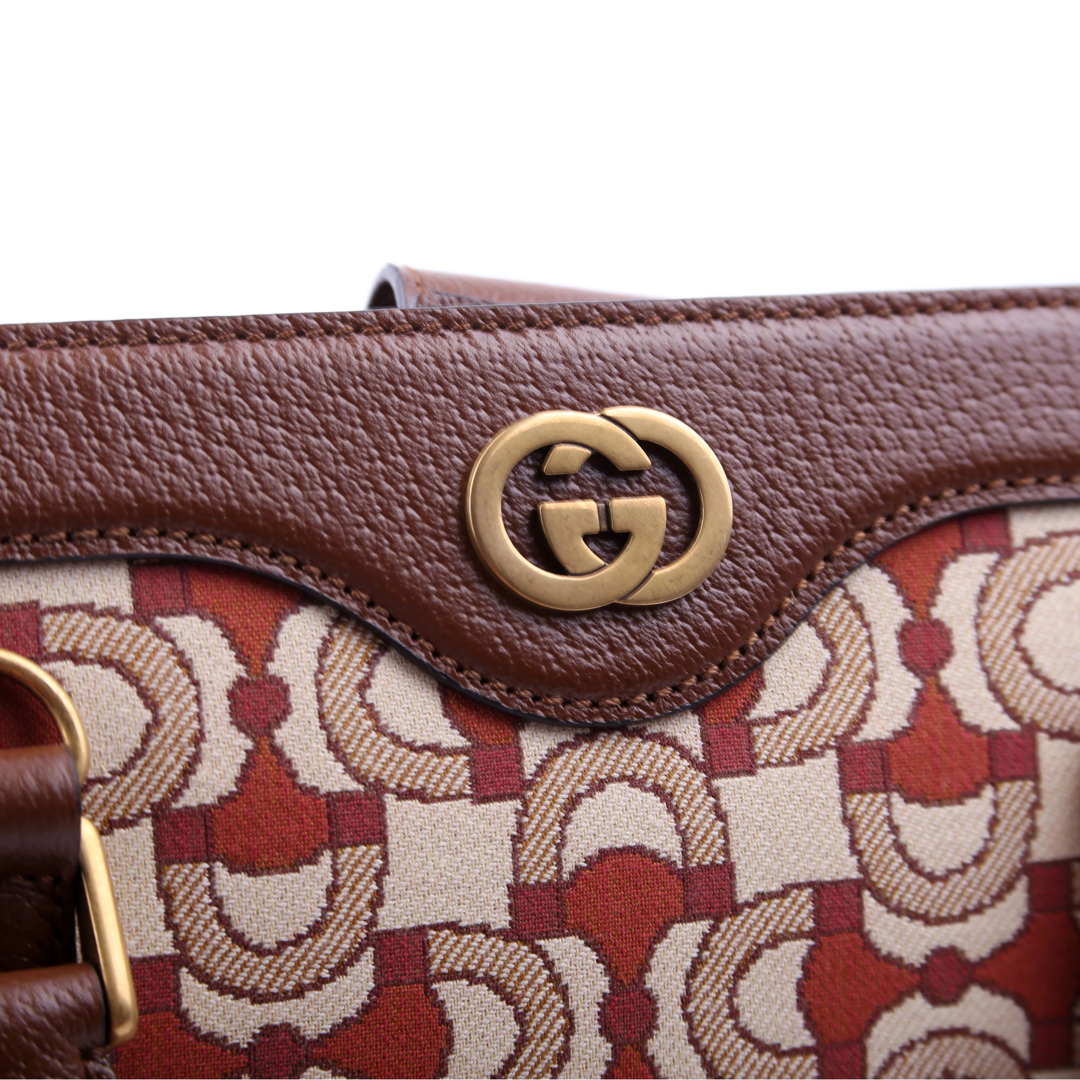 752586 Interlocking G Jacquard Horsebit Tote Brown - Image 9