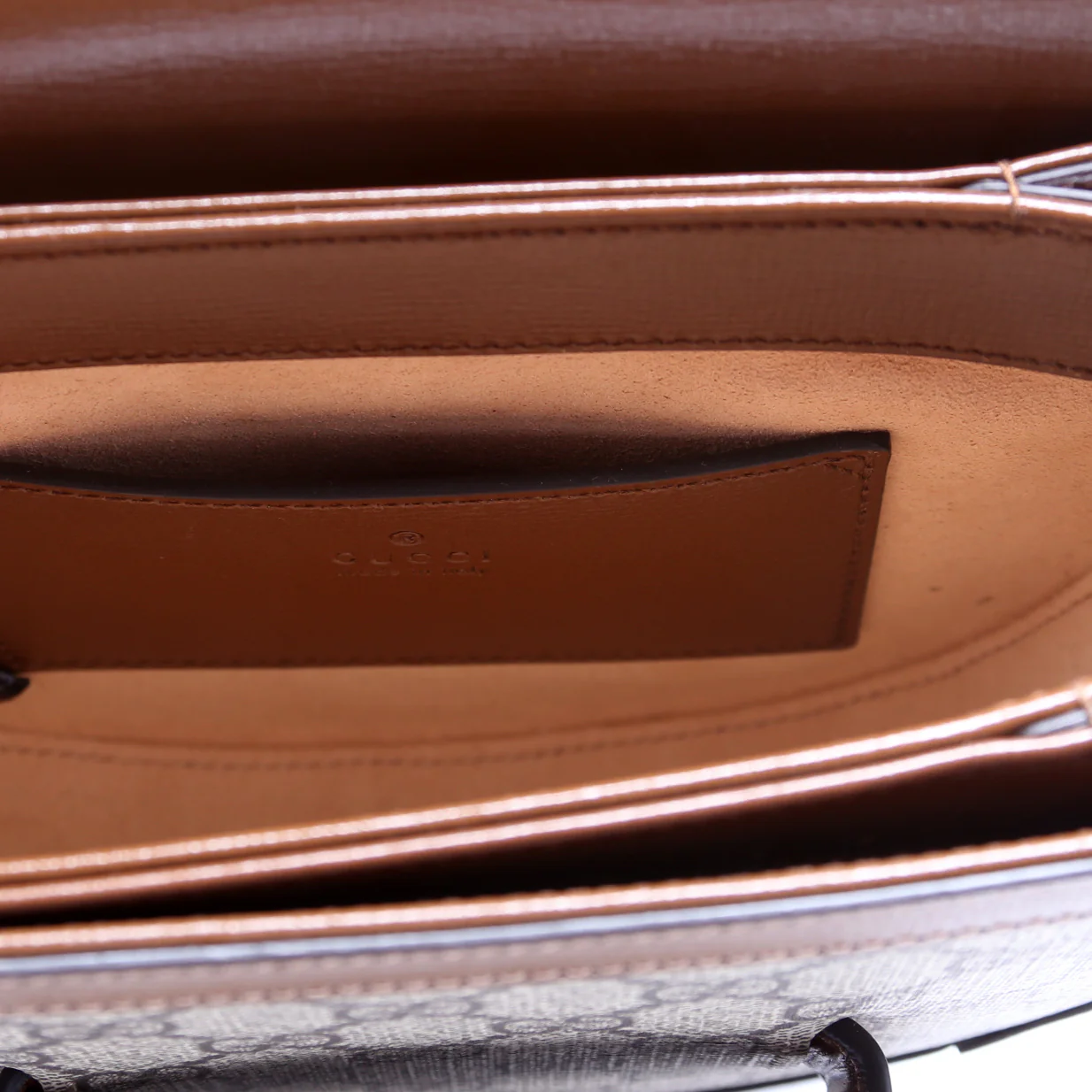 760191 Horsebit 1955 GG Supreme Mini Rounded Bag Brown - Image 7