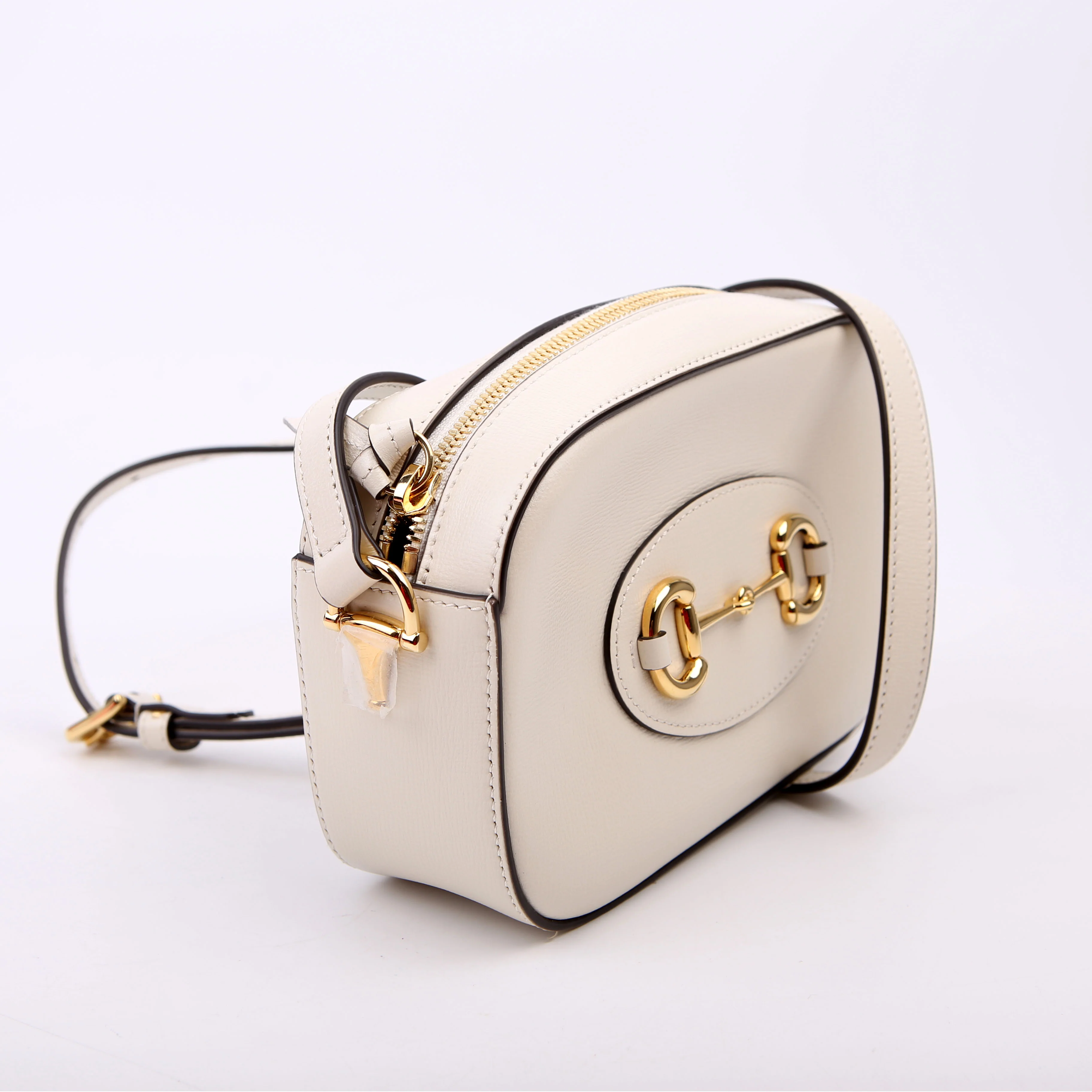 760196 Horsebit 1955 Leather Shoulder Bag Small White - Image 2