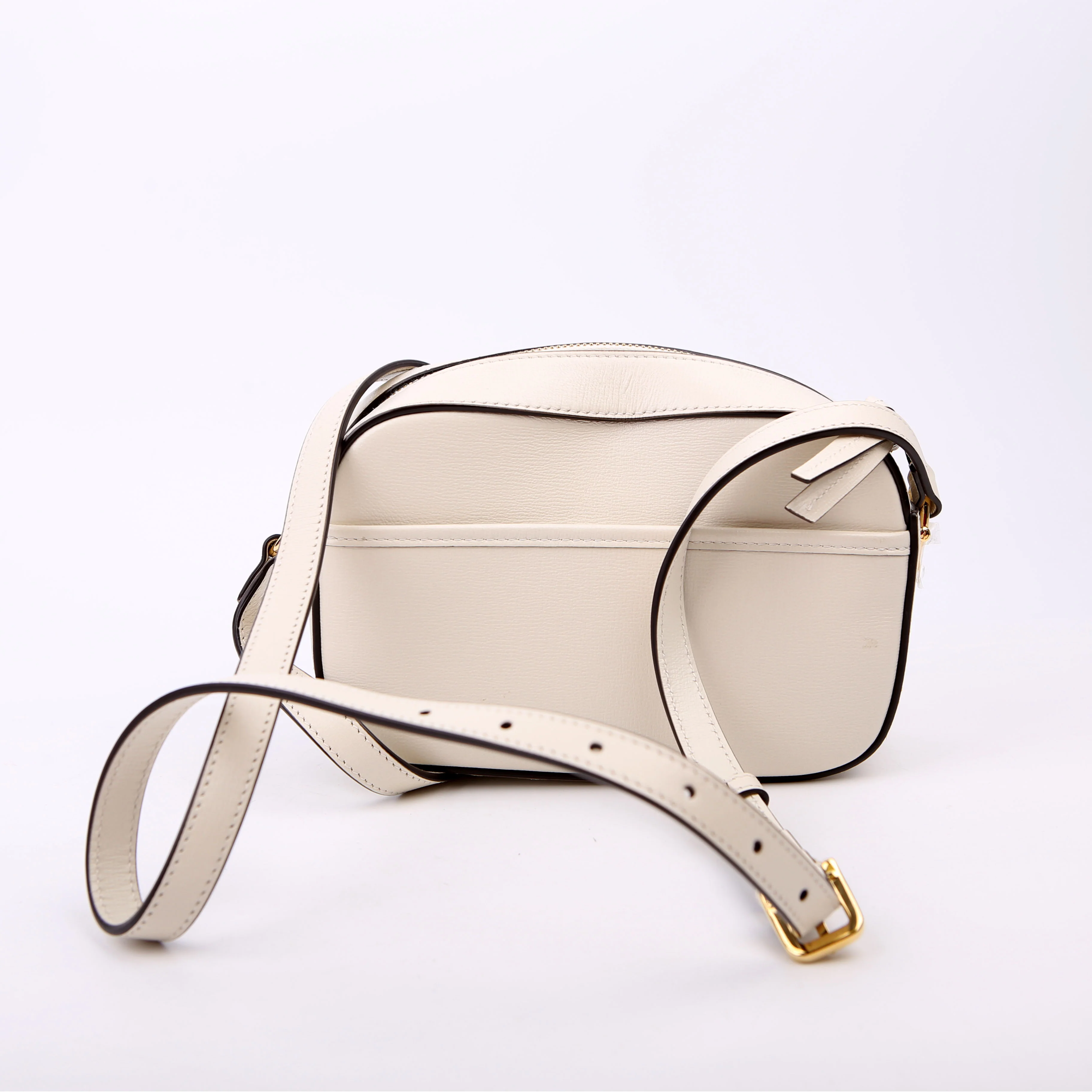 760196 Horsebit 1955 Leather Shoulder Bag Small White - Image 3