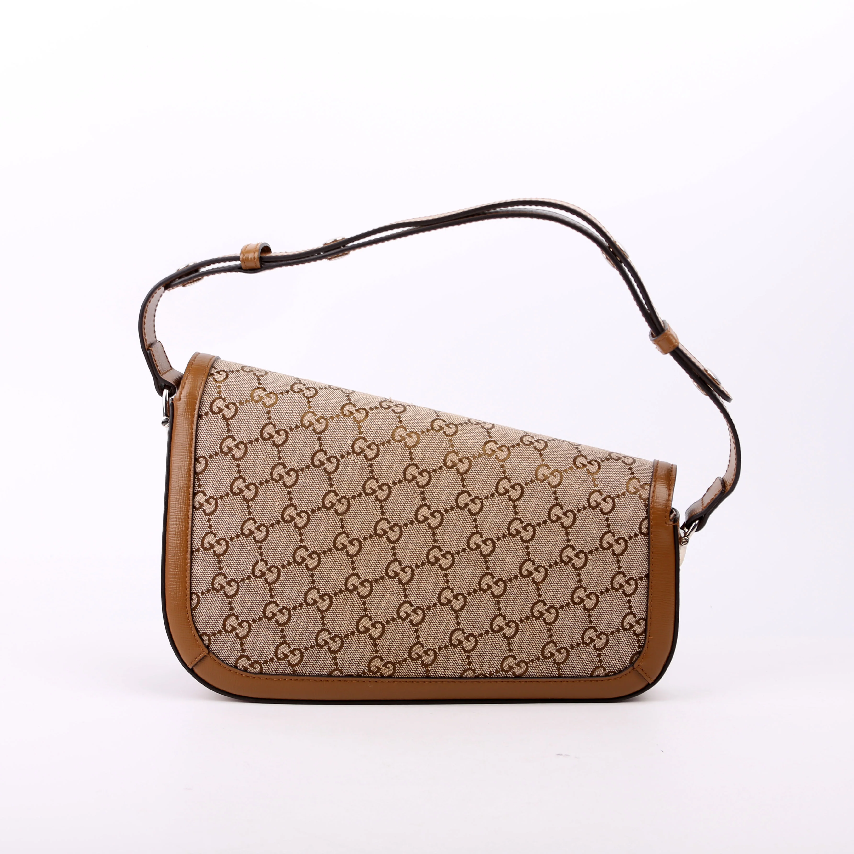 764155 Horsebit 1955 GG Canvas Asymmetric Shoulder Brown - Image 3