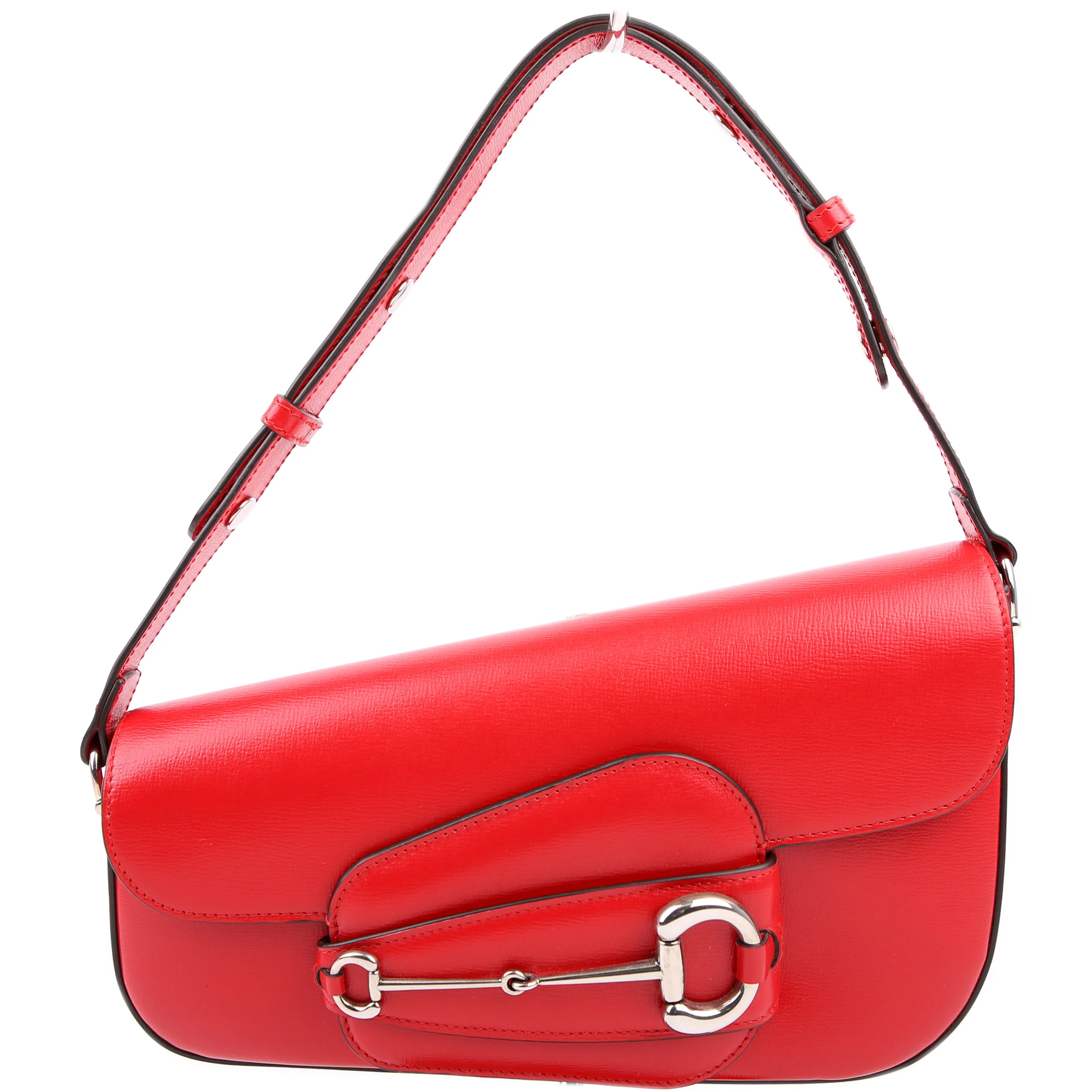 764155 Horsebit 1955 GG Leather Asymmetric Shoulder Red