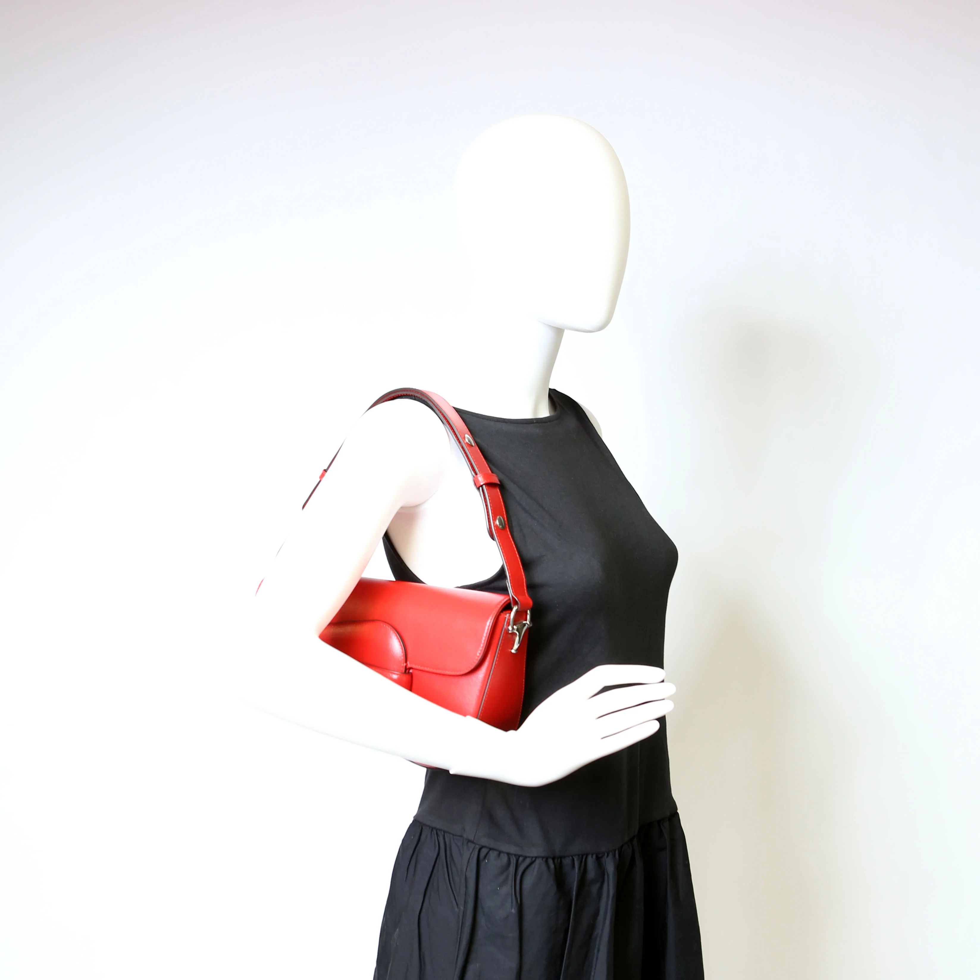 764155 Horsebit 1955 GG Leather Asymmetric Shoulder Red - Image 12