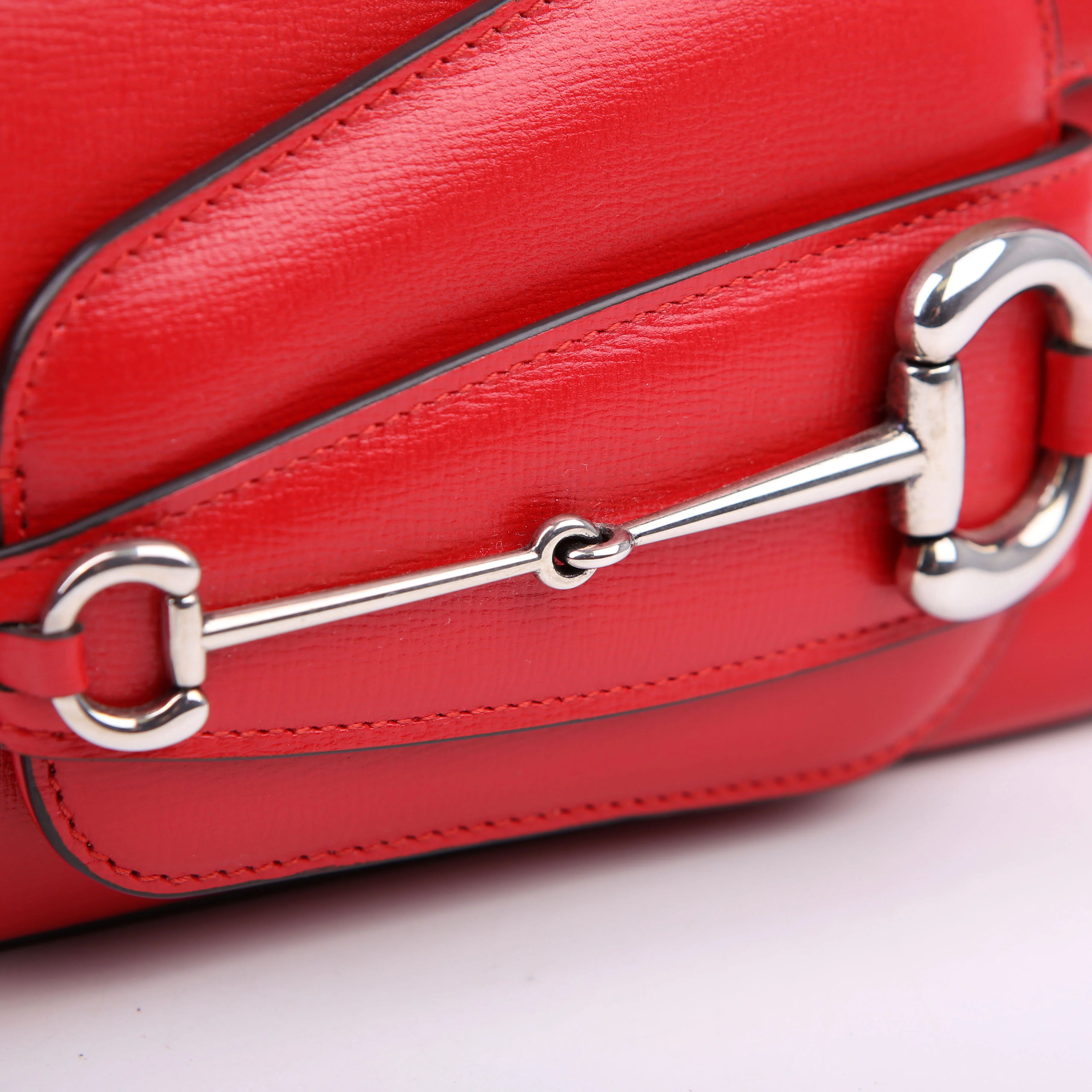 764155 Horsebit 1955 GG Leather Asymmetric Shoulder Red - Image 9