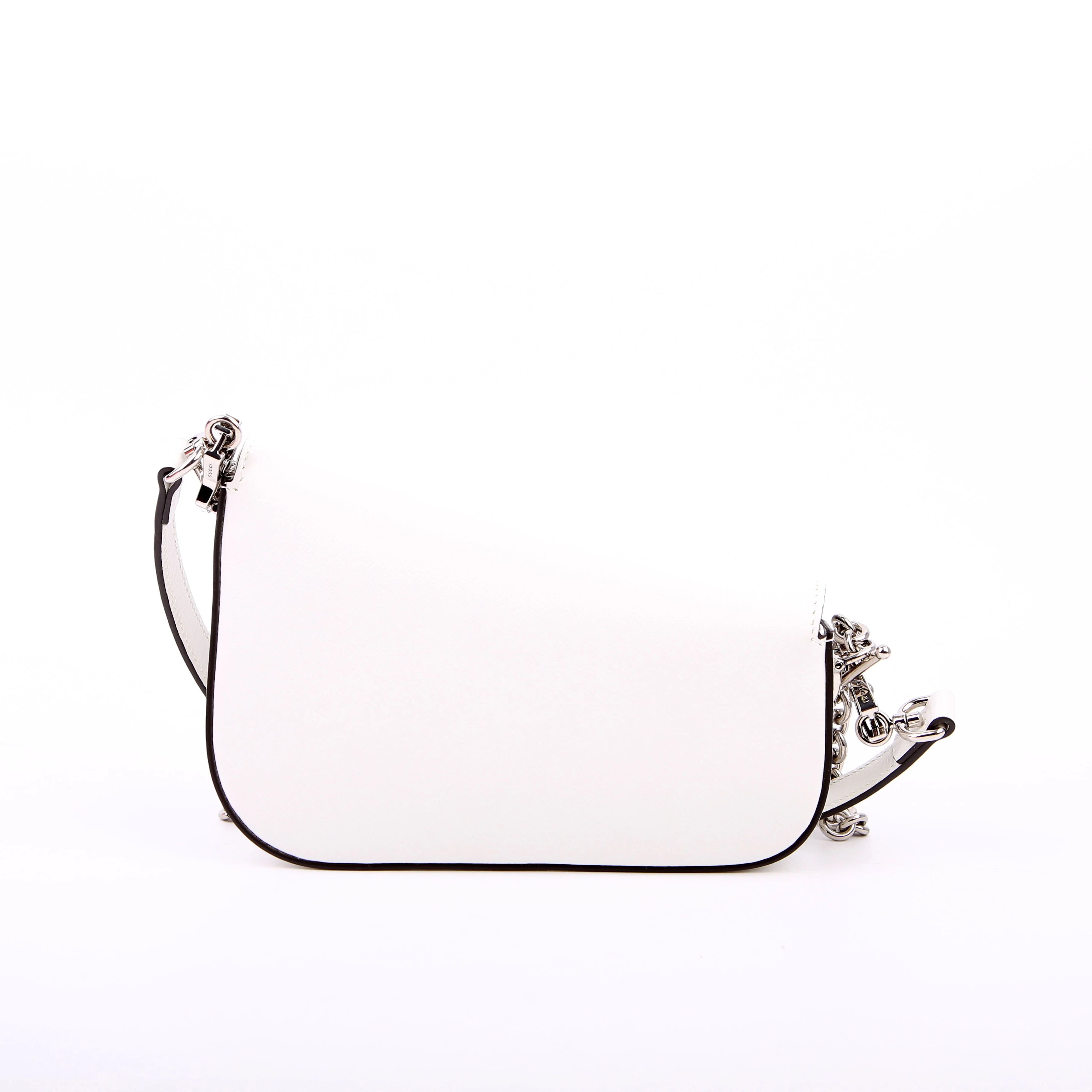 764155 Horsebit 1955 GG Leather Asymmetric Shoulder White - Image 3