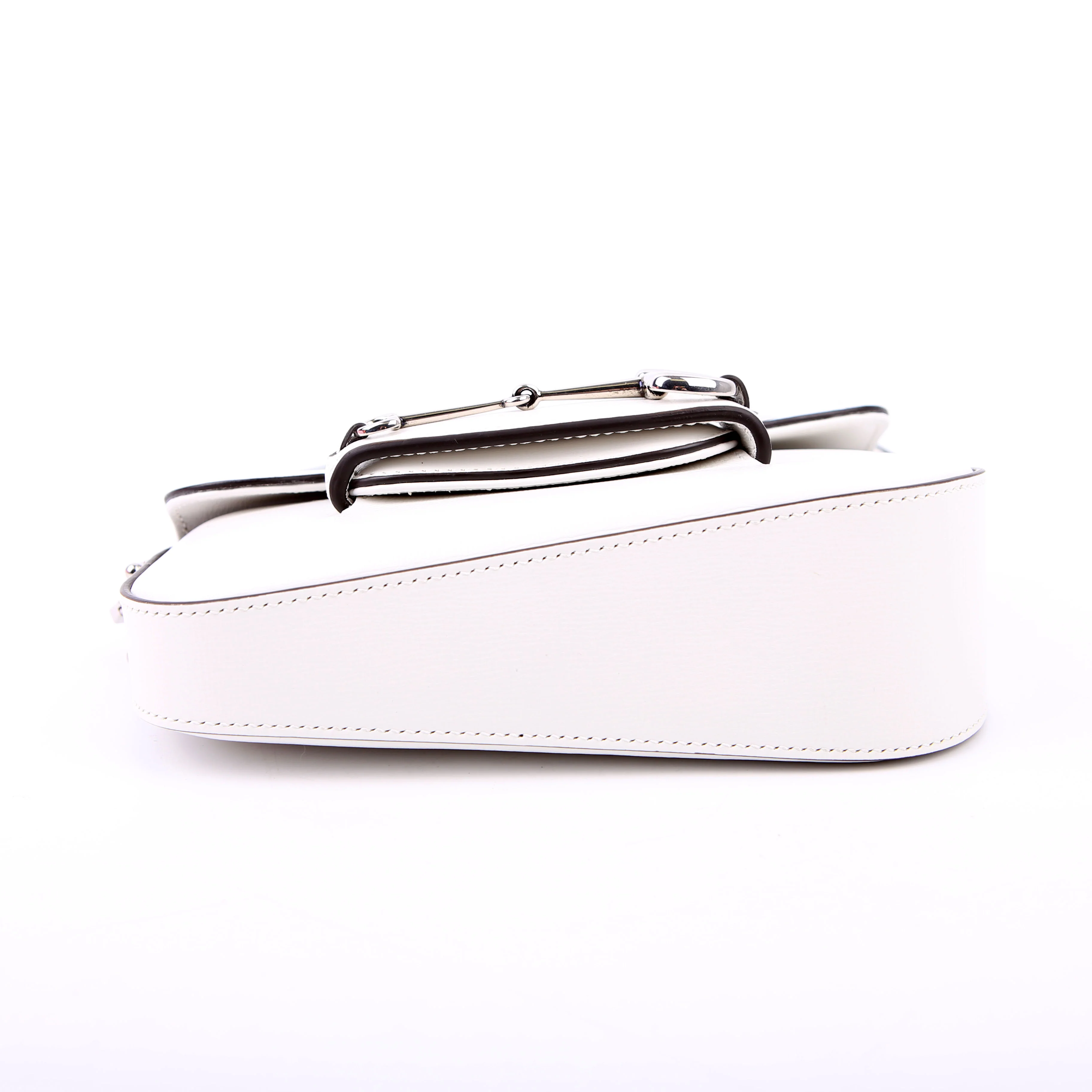764155 Horsebit 1955 GG Leather Asymmetric Shoulder White - Image 4