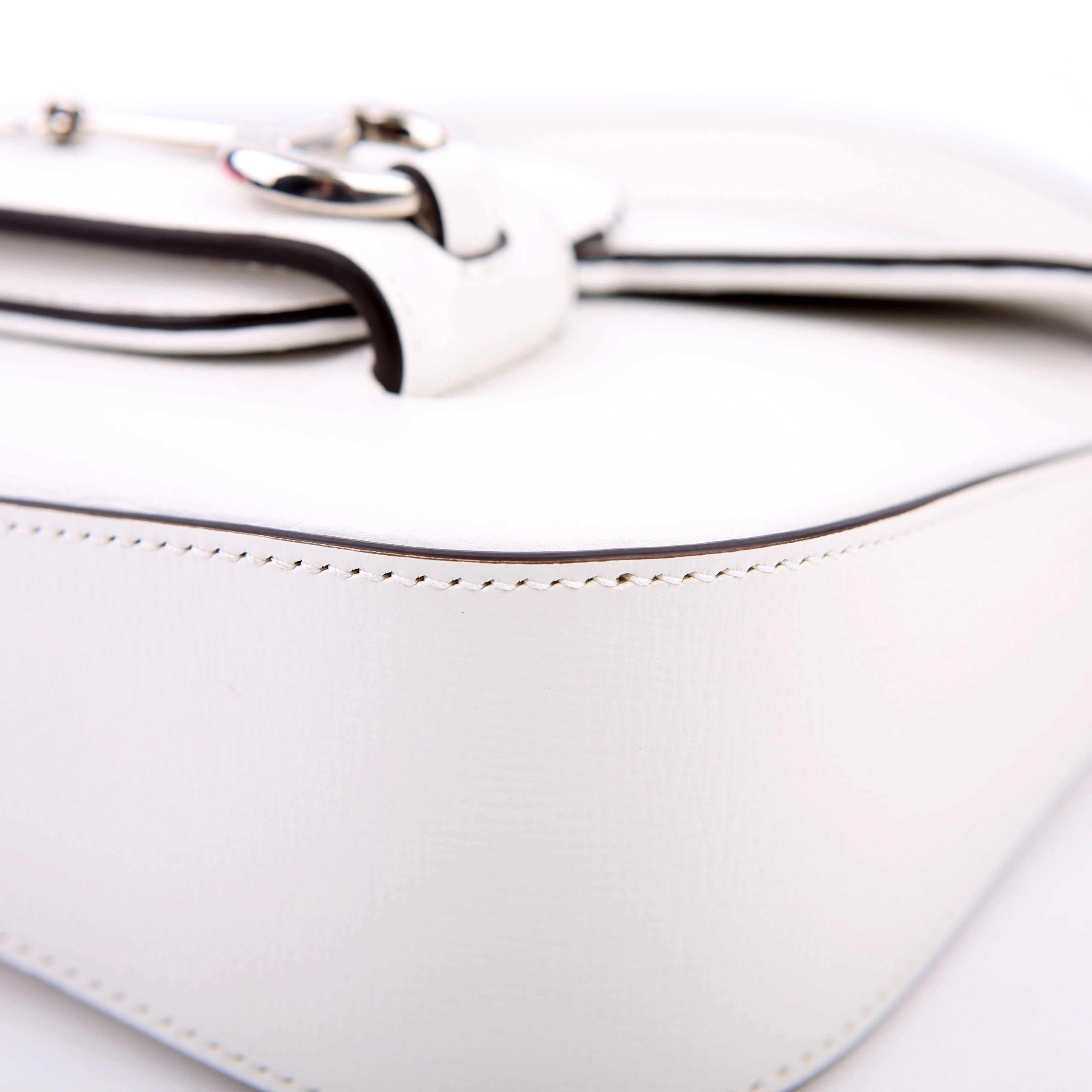 764155 Horsebit 1955 GG Leather Asymmetric Shoulder White - Image 6